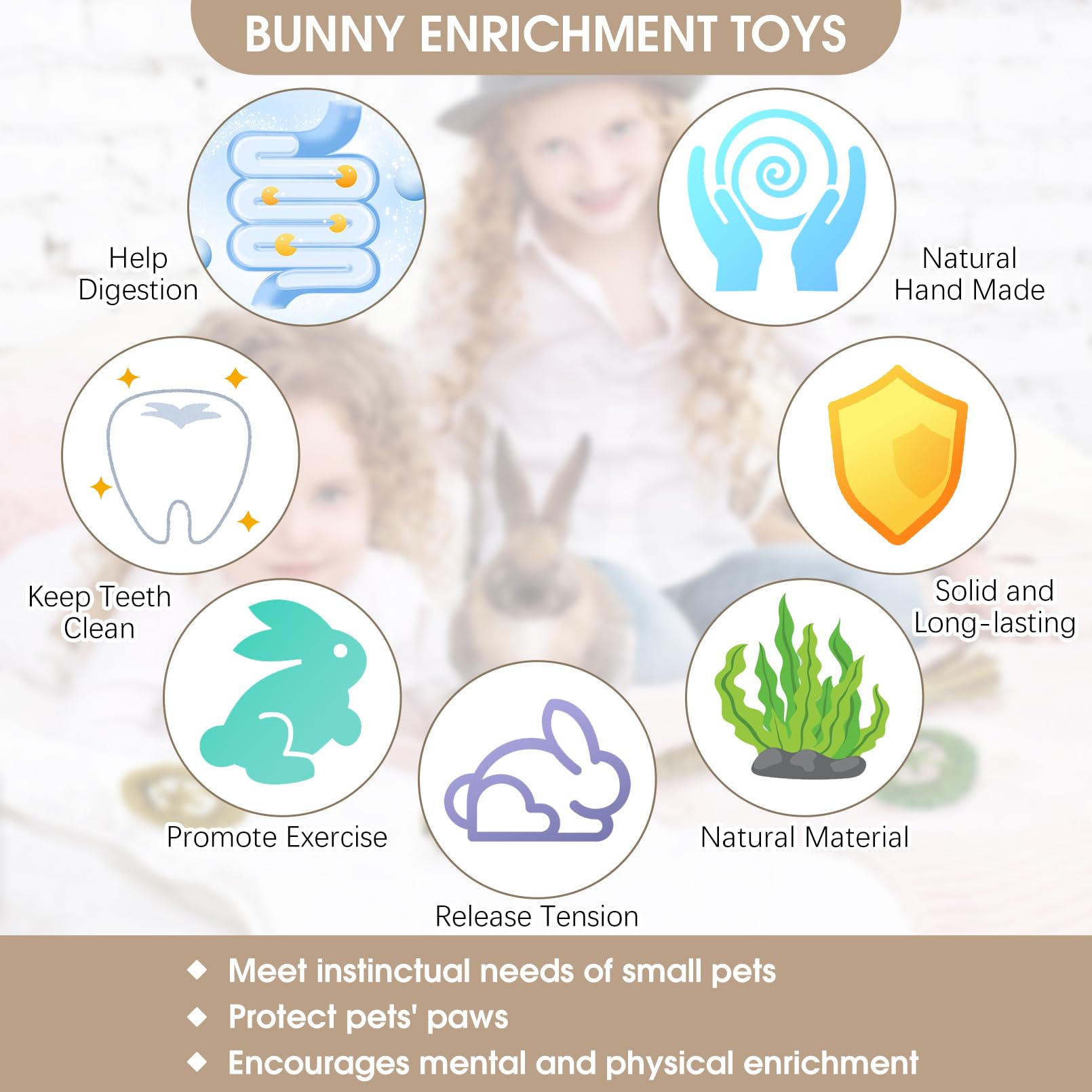 Hamiledyi Natural Seagrass Rabbit Chew Toy - Hanging Bunny Activity Mat for Teeth & Enrichment | Small Animal Toys for Chinchillas, Guinea Pigs, Hamsters, Rats | Perfect for Cage Hanging & Playtime Stimulation