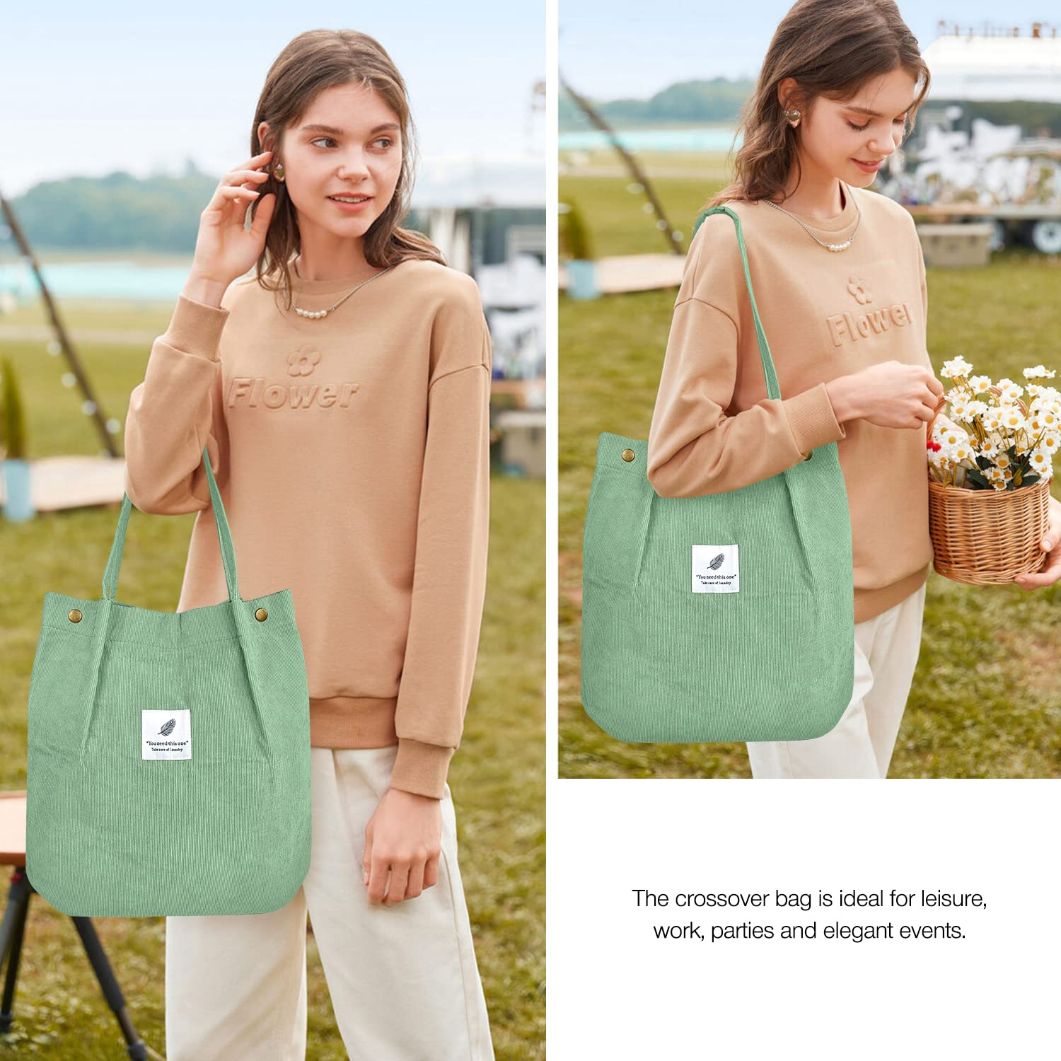 Stylish Women's Tote Bags for Grocery Shopping - Large Reusable Shoulder Bag for Work, Beach & Daily Use
