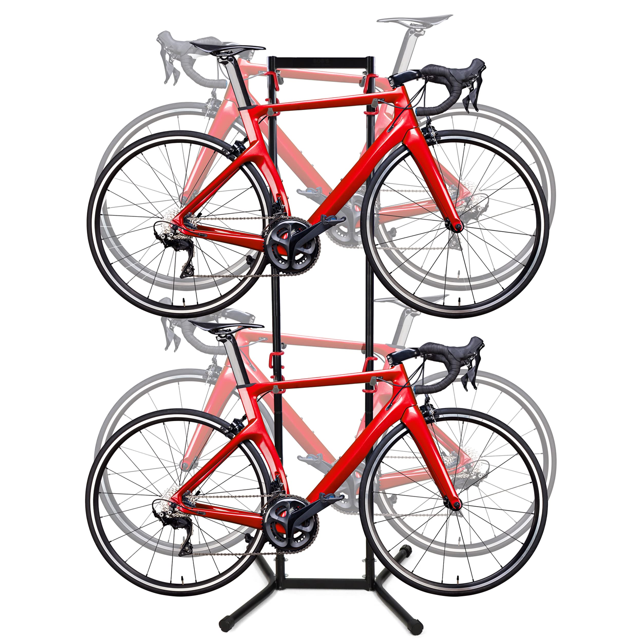 BISupply Vertical Bike Rack Stand for Garage - Heavy Duty Free Standing Floor Bike Storage for 4 Bicycles Up to 160 lbs - Ideal for Mountain Bikes, Beach Cruisers & Fat Tire Bikes - Perfect for Home, Garage or Outdoor Bike Organization