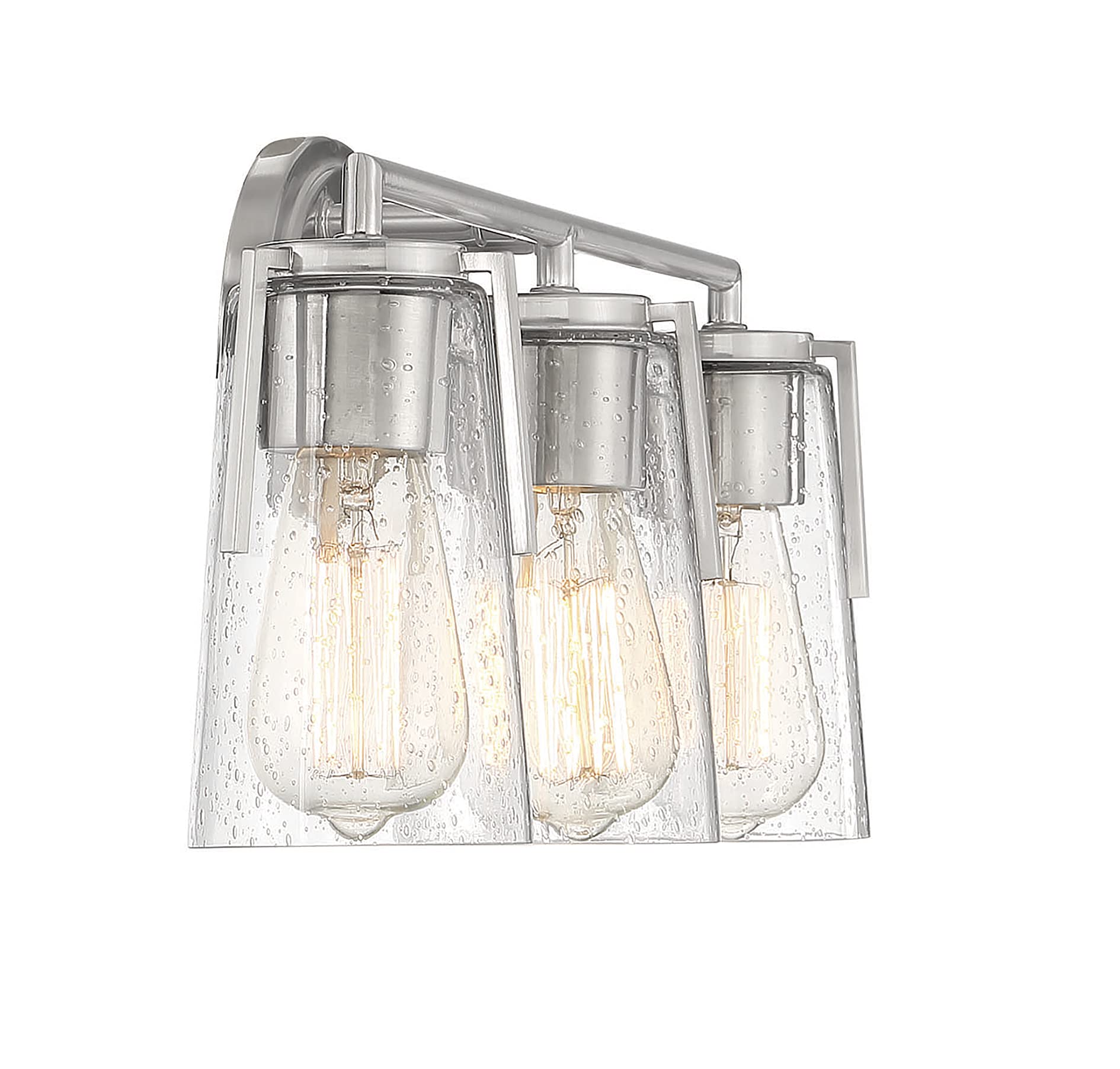 Savoy House 8-7045-3-SN Sacramento Modern Clear Seeded Glass 3-Light Bathroom Vanity Wall Sconce - 180W, 9
