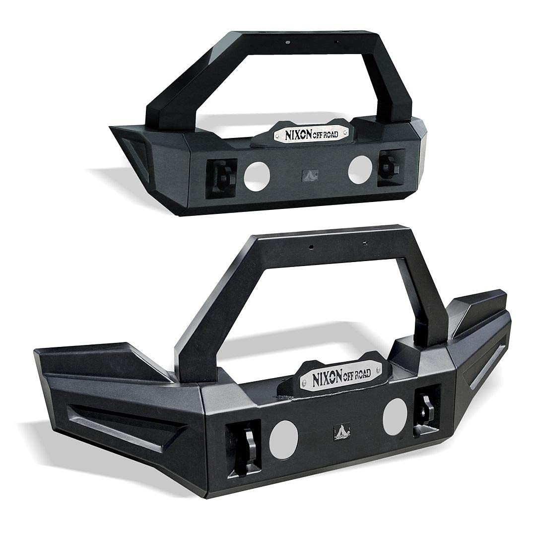 Nixon Offroad Heavy Duty Full Width Front Bumper for 2007-2023 Jeep Wrangler JK/JKU/JL/JLU & 2019-2023 Gladiator JT (2/4 Door) with 2x D-Ring Shackles – Perfect for Off-Roading, Rock Crawling & Adventure Trail Riding