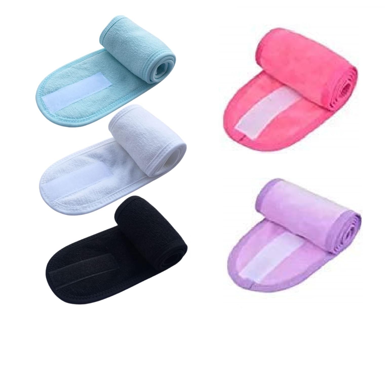 ZAUKY 5-Pack Stretchy Headbands for Women - Soft Fleece Hair Hoops, Workout & Spa Headbands, Makeup & Face Washing Hair Accessories (Polyester Anti-Slip) - Perfect for Yoga, Gym, Skincare & Home Relaxation