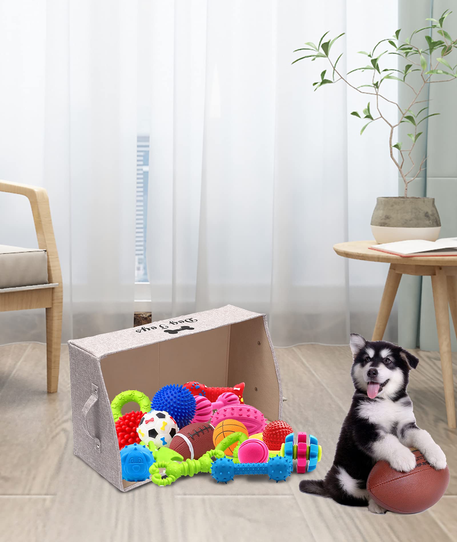 Morezi Dog Toy Storage Basket - Organizer for Pet Toys, Blankets, Leashes & Chew Toys - Perfect for Living Room, Playroom, Closet or Shelf - Snow Brown Gift Basket for Dogs - Great for Home Organization & Pet Play Areas