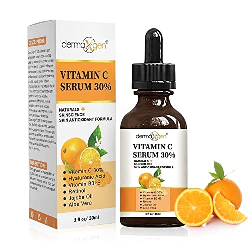30% Vitamin C Serum with Hyaluronic Acid - Natural Anti-Aging Face Serum for Wrinkles, Collagen Boost & Hydration - Organic Facial Moisturizer for All Skin Types (1 Fl Oz) | Day & Night Skincare Routine, Perfect for Dry & Mature Skin