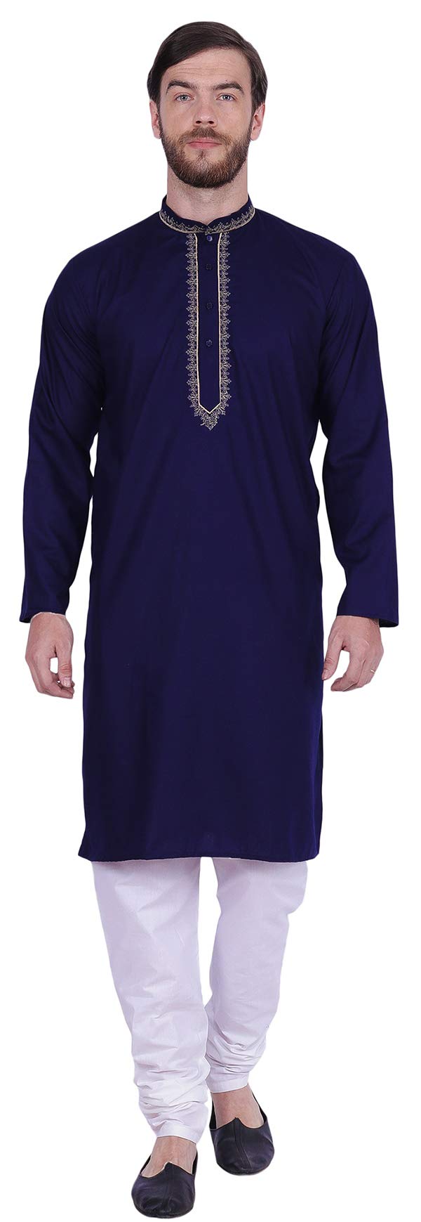 Men's Embroidered Cotton Kurta Pajama Set - Traditional Indian Ethnic Wear for Festivals, Weddings & Cultural Events | Maple Clothing