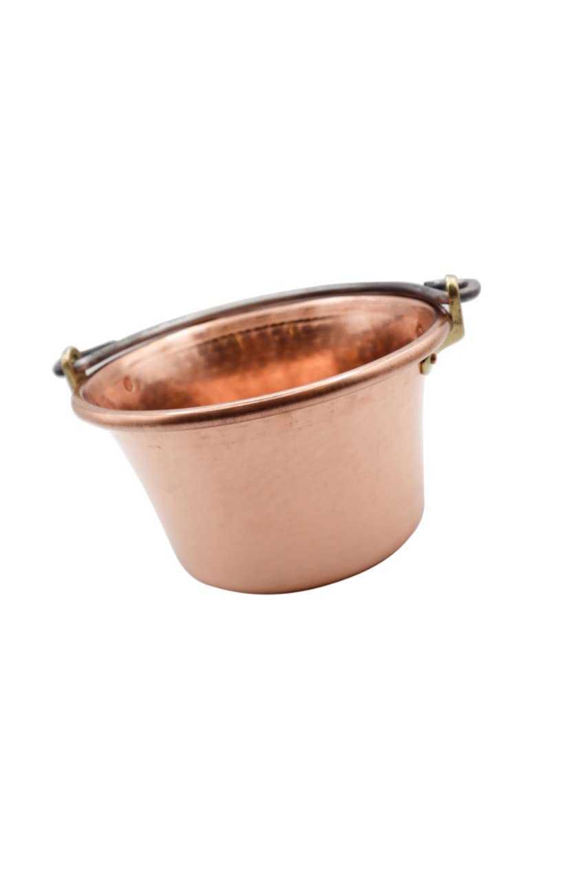 Handmade Traditional Copper Polenta Pot (37cm) - Artisan Crafted with Forged Iron Handle, Pure Copper Pan - Serves 20 - Perfect for Italian Cooking, Rustic Kitchens & Authentic Polenta Making