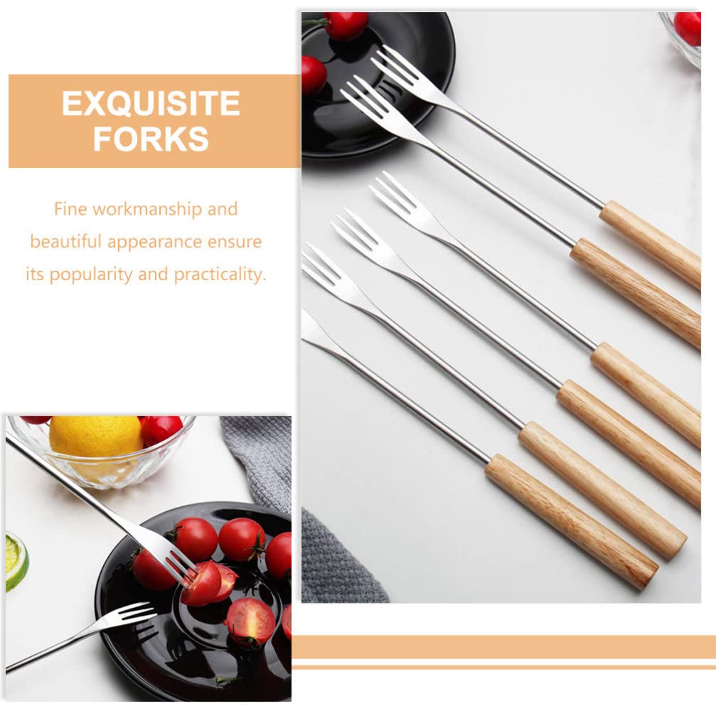 12-Piece Stainless Steel Fondue Forks Set with Wooden Handle - Chocolate & Cheese Fondue Forks, Chocolate Dipping Forks for Chocolate Fountain - Perfect for Parties, Dessert Buffets & Family Gatherings