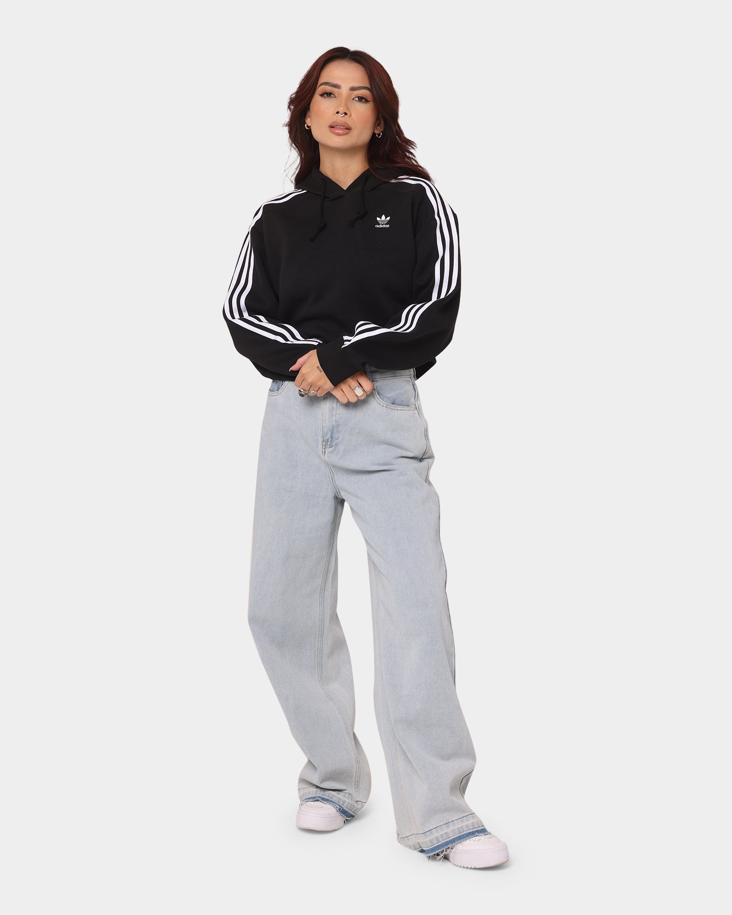 Adidas Women's Short Sleeve Hooded Sweatshirt - Black | Athletic Casual Wear for Running, Gym & Street Style