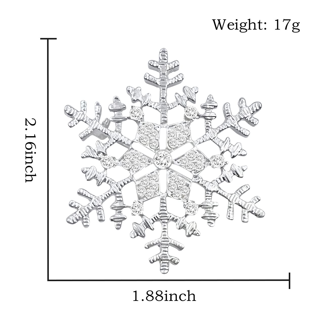 XGALBLA Fashion Clear Austrian Crystal Winter Snowflake Brooch Pin for Women - Elegant Holiday Jewelry Gift for Christmas, Party, Wedding & Winter Outfits