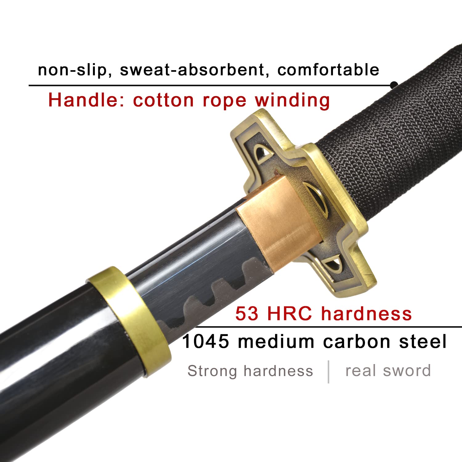 Hand-Forged Roronoa Zoro Katana Sword - Anime Cosplay Replica with Sharp Blade (Kitetsu, Wado Ichimonji, Shusui, Yubashiri, Yama Enma) | Full Tang 1045 Medium Carbon Steel | Includes Display Stand | Perfect for Cosplay, Collectors & Martial Arts Training