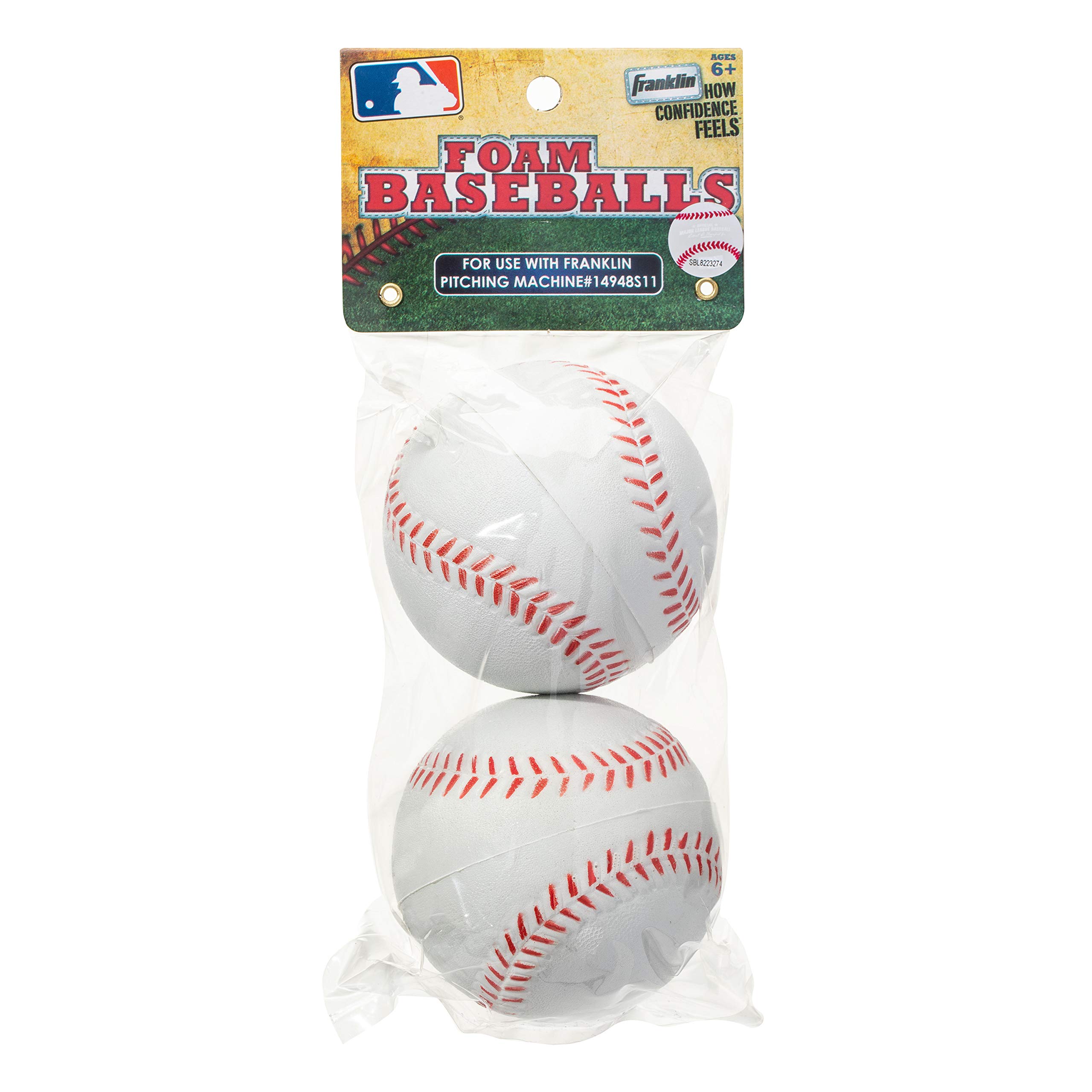 Franklin Sports MLB Kids Foam Baseballs - Soft Training Baseballs for Pitching Machine & Tee Ball Practice - Perfect for Beginners & Youth Players - 2 Pack of Safe Foam Balls for Backyard, Batting Cage & Little League Training