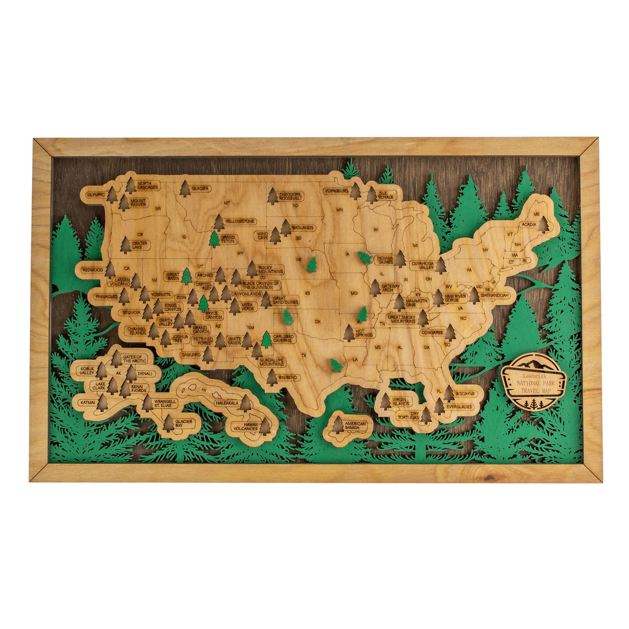 Personalized Wooden National Park Travel Map - Custom Name Engraved - Perfect for Home Decor, Camping Gifts & Adventure Travel Souvenirs