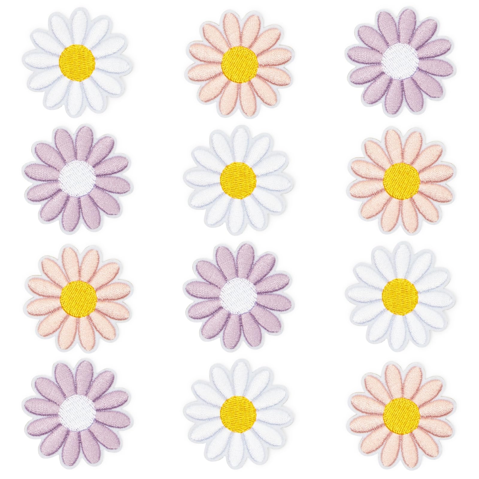 Bright Creations Embroidered Daisy Iron-On Patches - 12 Pack (1.8