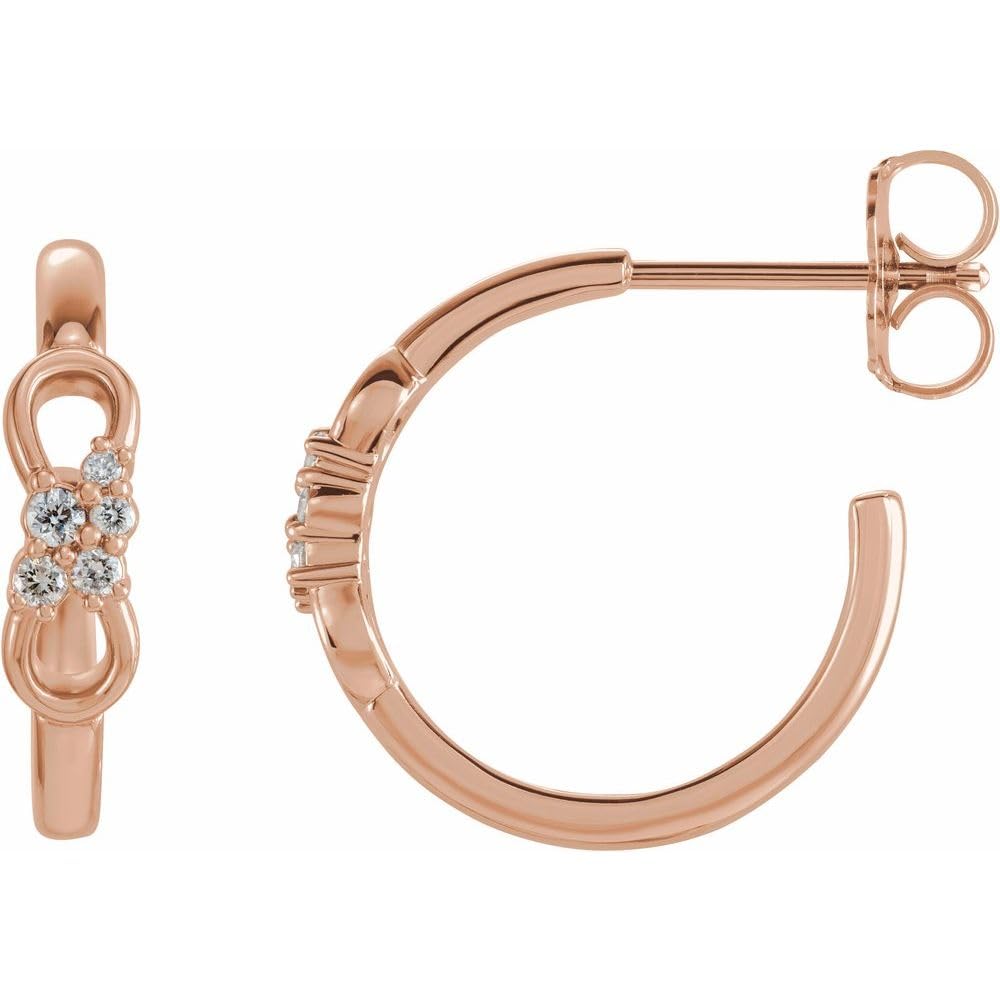 0.08 Cttw Diamond Infinity Hoop Huggie Earrings (16mm x 15mm) - Elegant Everyday Jewelry for Women, Perfect for Work, Date Night & Special Occasions
