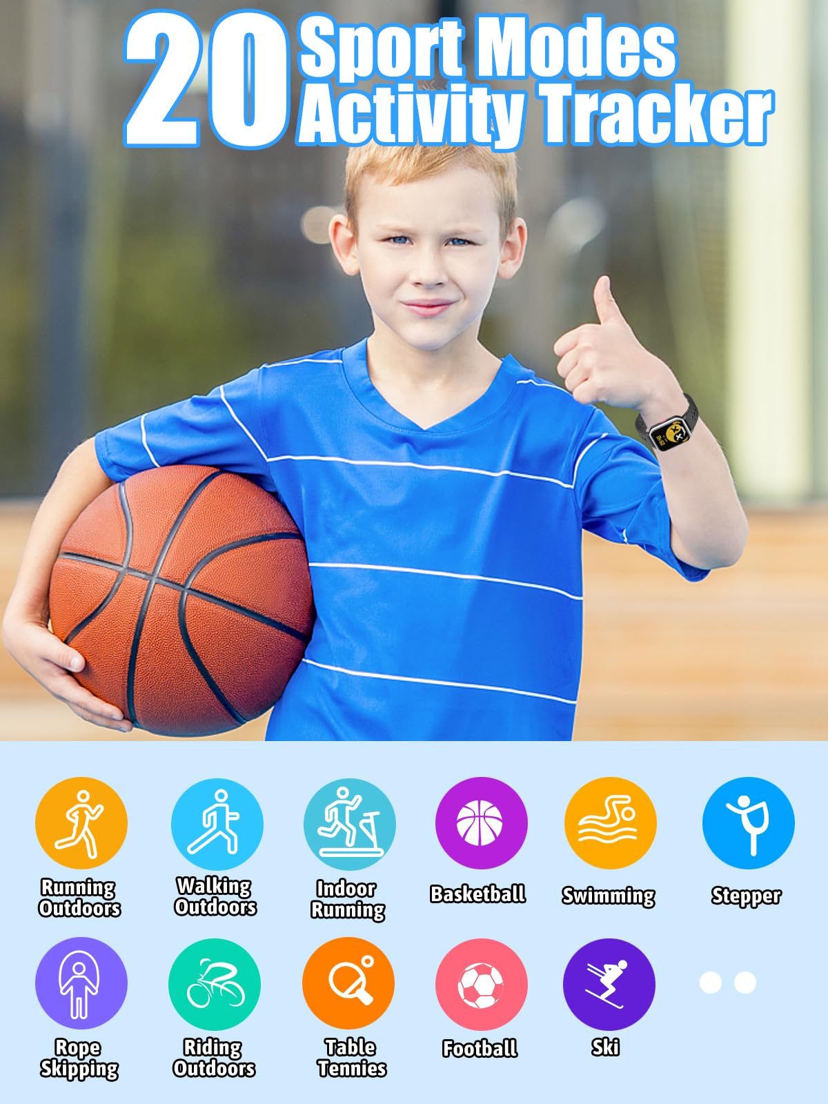 MgaoLo Kids Smart Watch for Boys & Girls - GPS Tracker, Heart Rate & Sleep Monitor, 20 Sport Modes, Pedometer, Calorie Counter - Compatible with Android & iPhone - Perfect for School, Outdoor Activities & Fitness Tracking