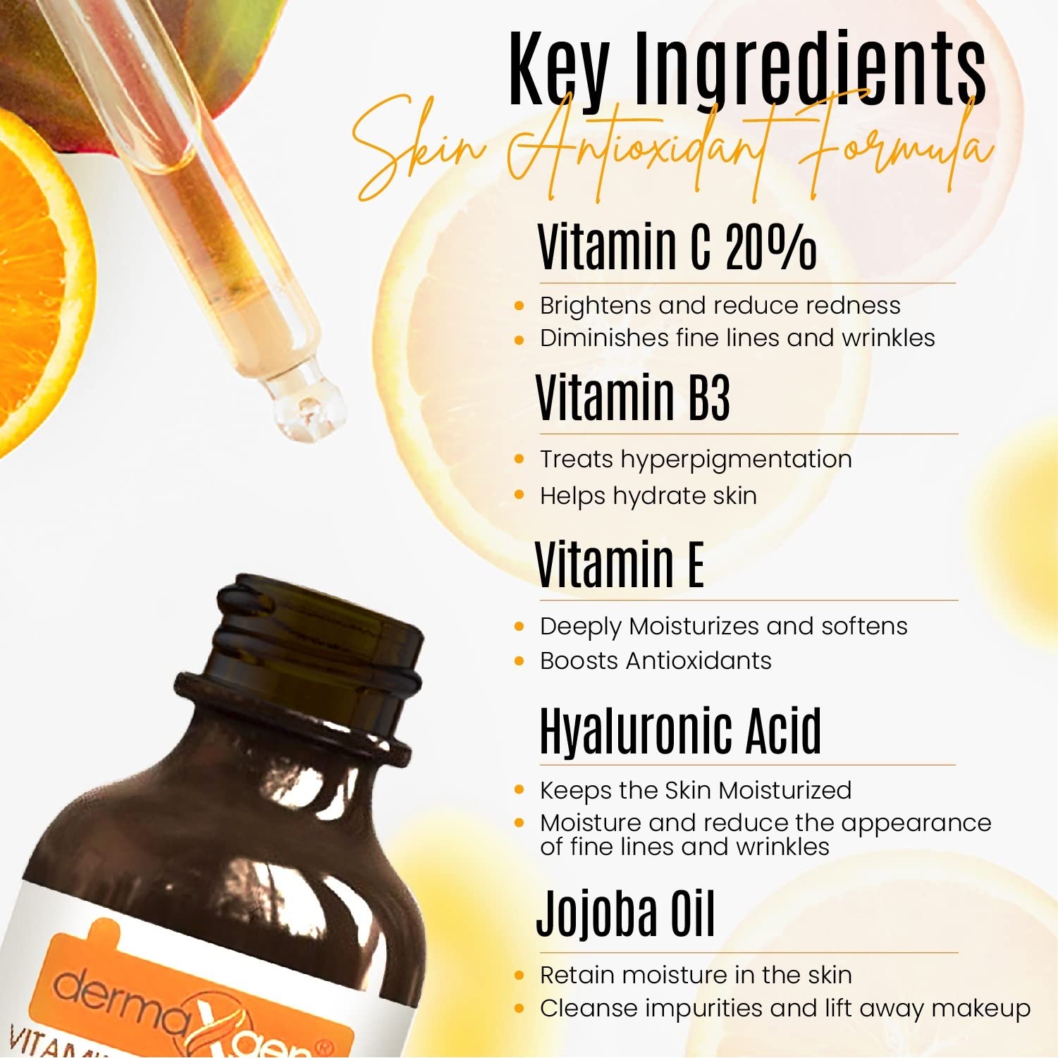 20% Vitamin C Serum with Hyaluronic Acid, Retinol, Vitamin E & B - Organic Anti-Aging Facial Treatment for Collagen Boost, Deep Hydration & Wrinkle Reduction (8 Fl Oz) | Perfect for Night Routine, Dry Skin Care & Daily Anti-Wrinkle Regimen