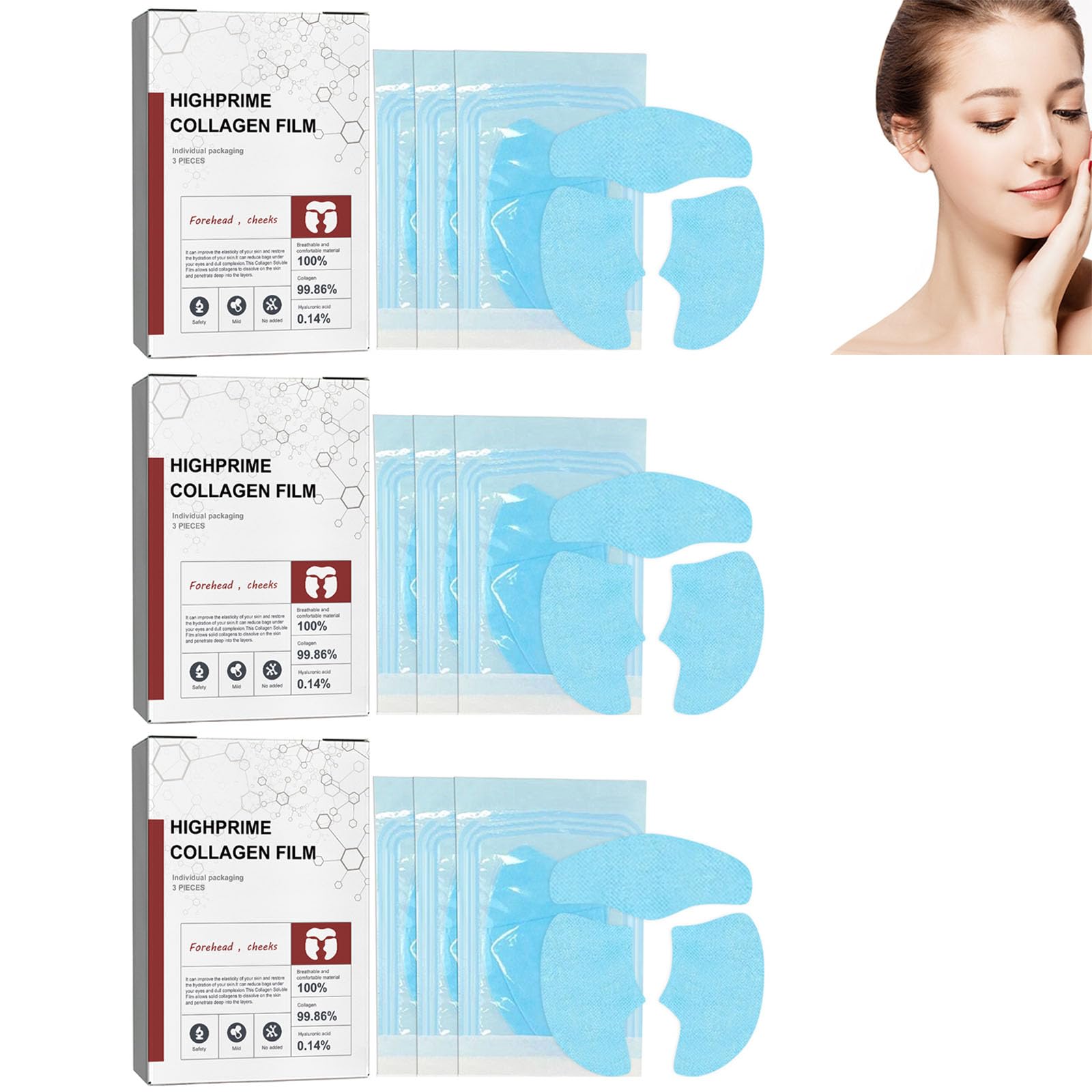 Pure Collagen Films - Korean Soluble Melting Collagen Face Mask for Hydration & Anti-Aging | 3-Pack Box Set | Perfect for Skincare Routine, Spa Treatment & Nighttime Rejuvenation