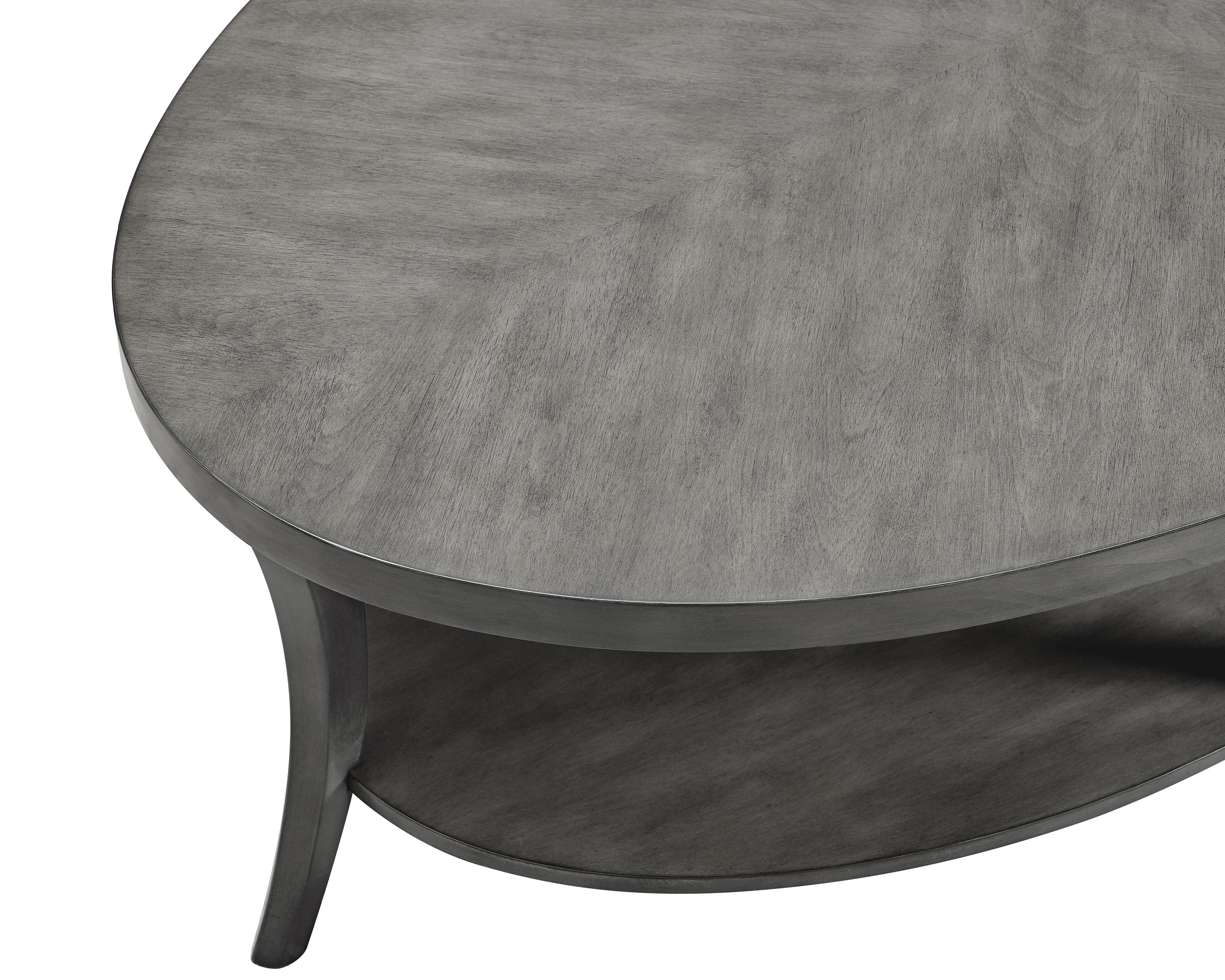 Roundhill Furniture Perth Contemporary Oval Coffee Table with Shelf, Gray - Stylish Living Room Centerpiece for Modern Homes