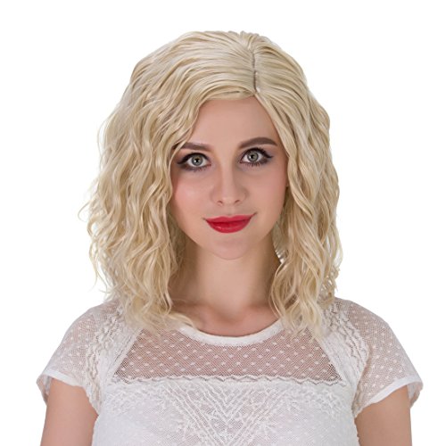 Short Blonde Curly Bob Wavy Wig