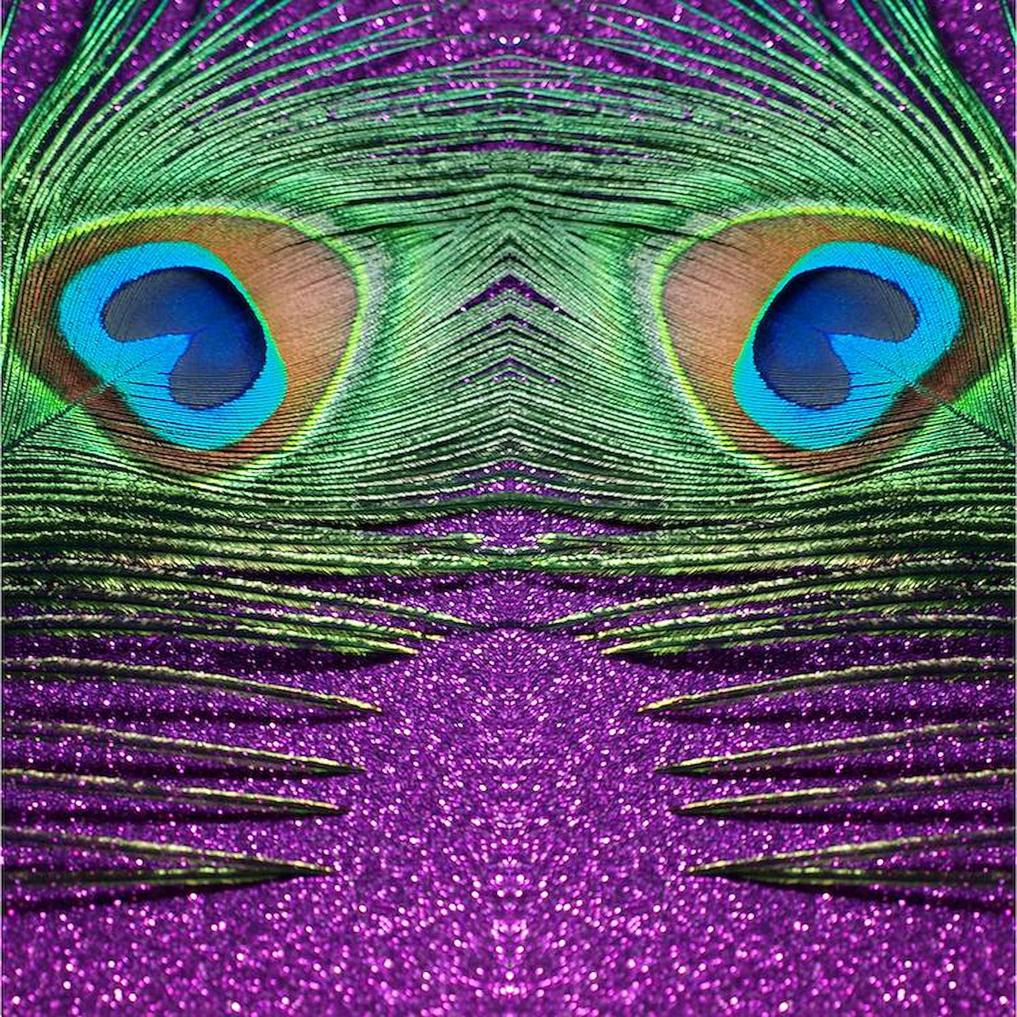Glittery Purple Peacock Car Magnet - 3x3 Inch Square Magnetic Bumper Sticker for Cars, Trucks & Metal Surfaces - Vibrant Decorative Magnet for Personalizing Vehicles, Lockers & Home Decor