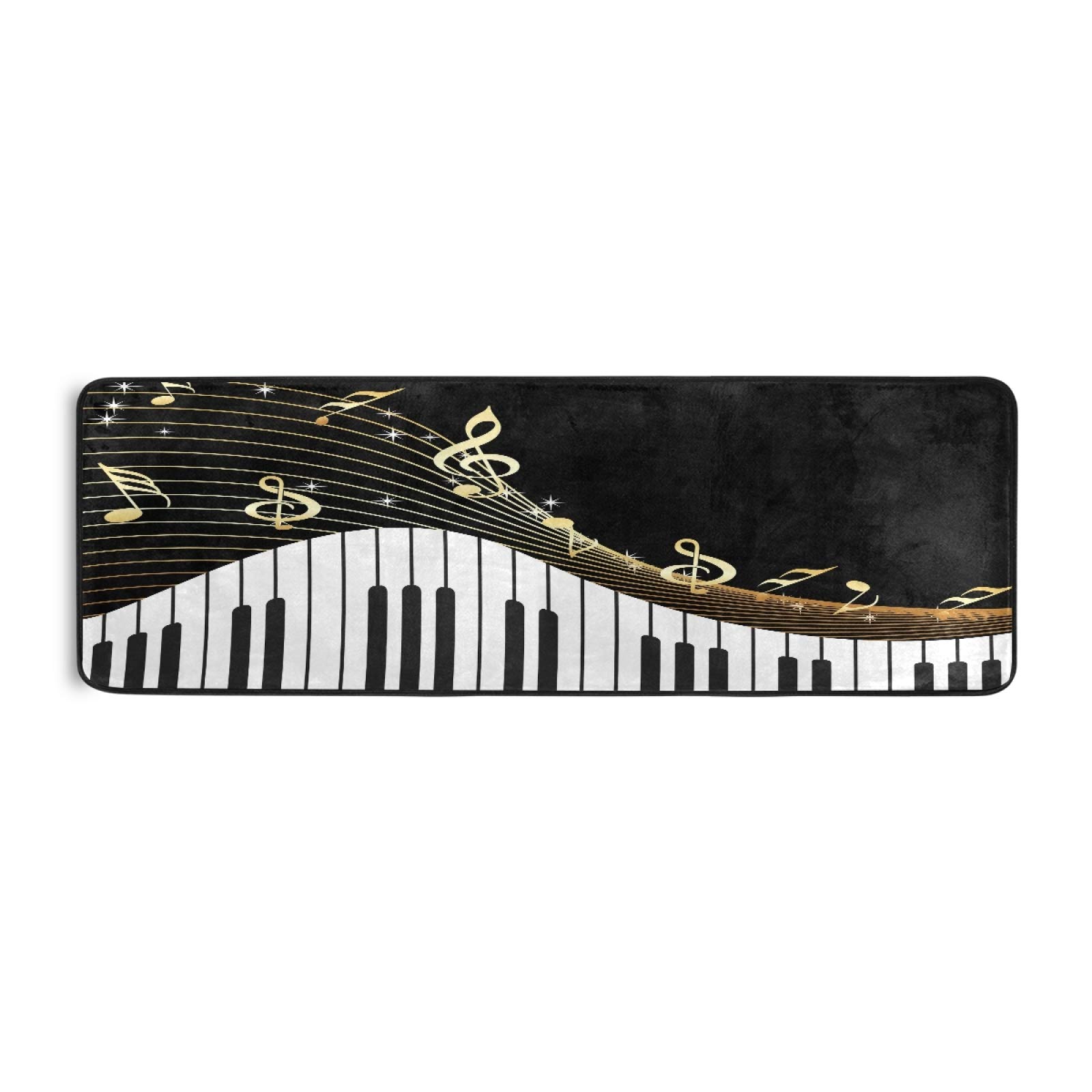 Long Runner Rug with Piano Keyboard & Music Note Design - 2'x6' Non-Slip Hallway Carpet for Living Room, Bedroom, Entryway - Perfect for Music Lovers' Home Decor & Studio Floor Protection