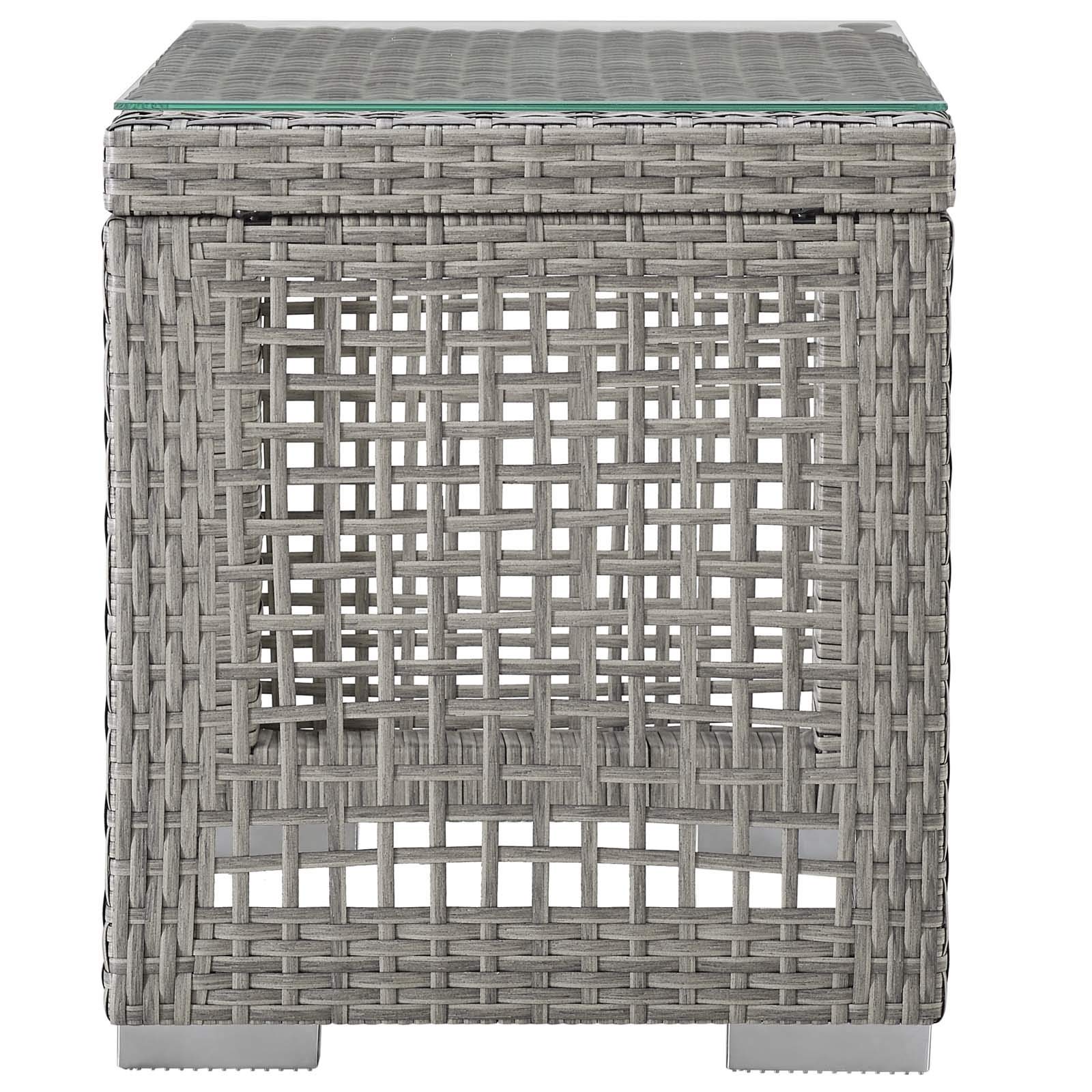 Modern Outdoor Patio Furniture Set - 3-Piece Rattan Wicker Sofa, Chair & Coffee Table in Gray, Navy Blue - Perfect for Backyard, Garden, Poolside & Patio Relaxation