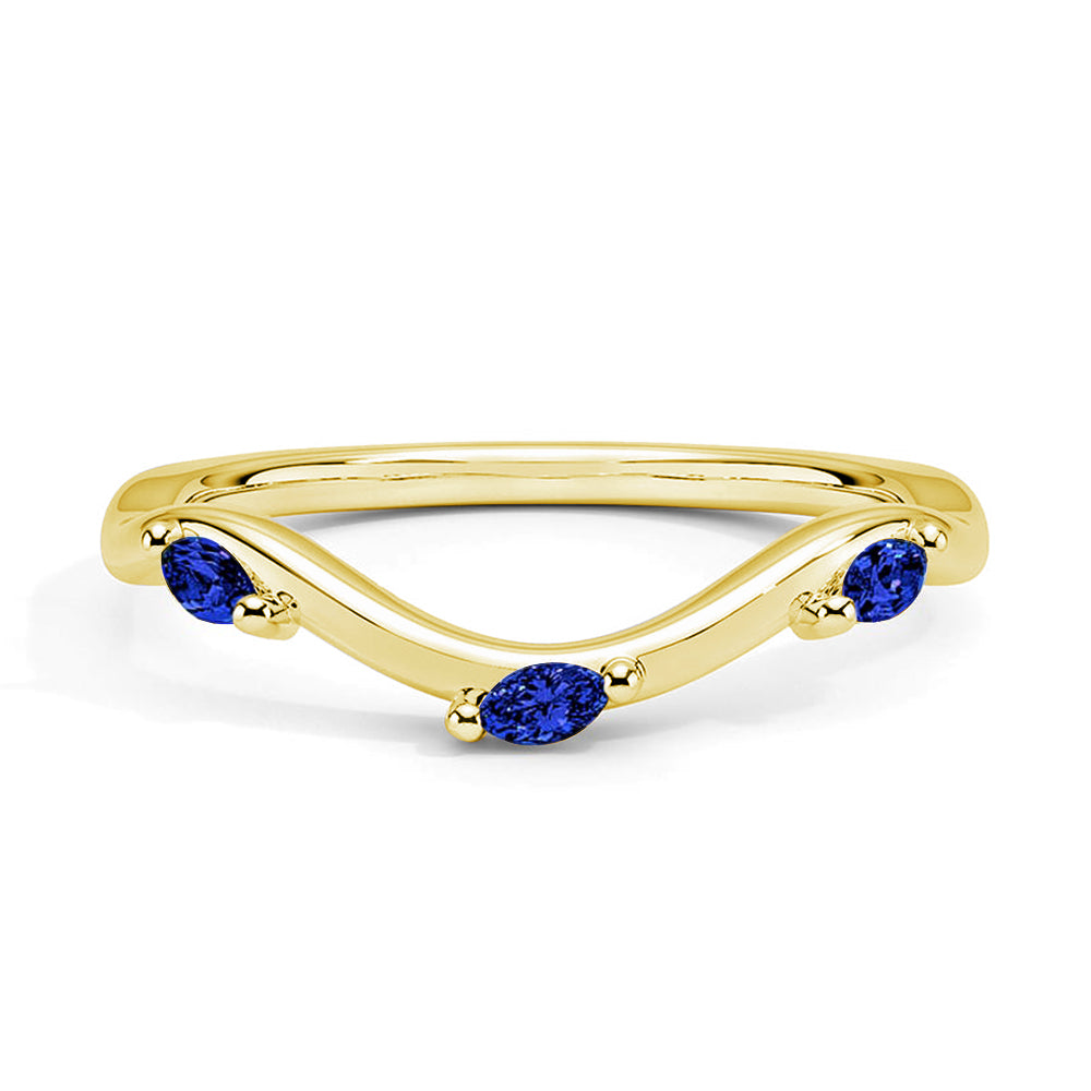 Willow Curved Lab Grown Sapphire Ring - Elegant Blue Gemstone Jewelry for Women, Perfect for Engagement, Wedding, Anniversary & Special Occasions