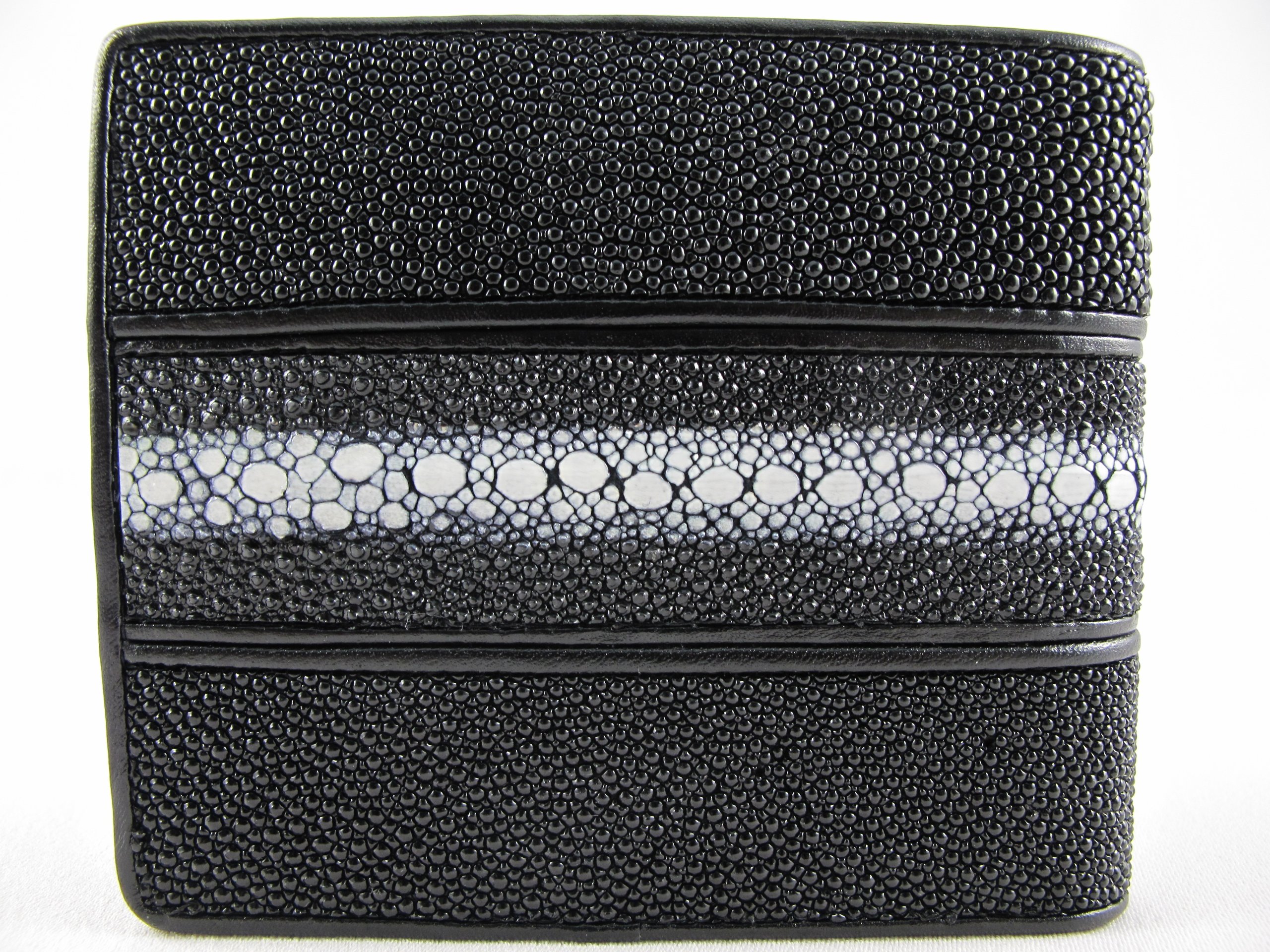 Genuine Row Diamond Stingray Skin Leather Bifold Wallet for Men - Luxury Slim RFID Blocking Credit Card Holder - Perfect for Business, Travel & Everyday Use