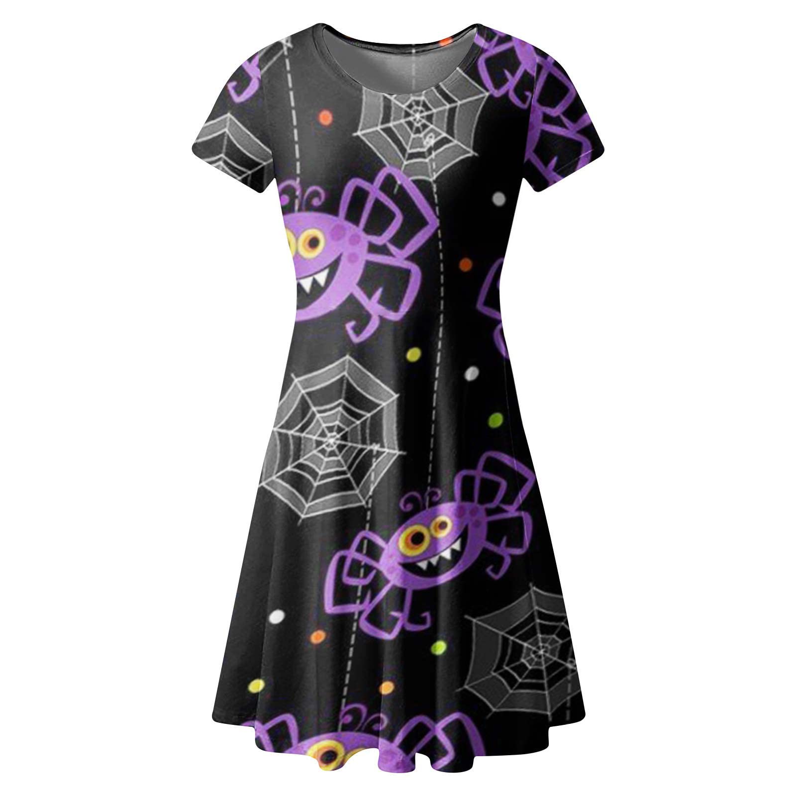 Sinzelimin Women's Halloween Print Shirt Dress - Loose Casual Tunic Top Mini Sundress with Crewneck for Beach, Party & Pullover Style | Perfect for Halloween Costumes, Summer Outfits & Casual Wear