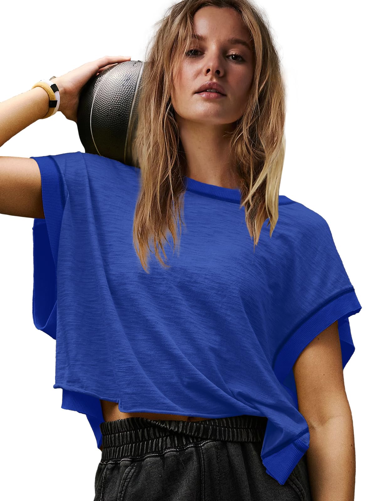 Panadila Women's Open Back Workout Top - Oversized Athletic T-Shirt, Backless Yoga Shirt, Short Sleeve Baby Tee for Gym, Running & Casual Wear