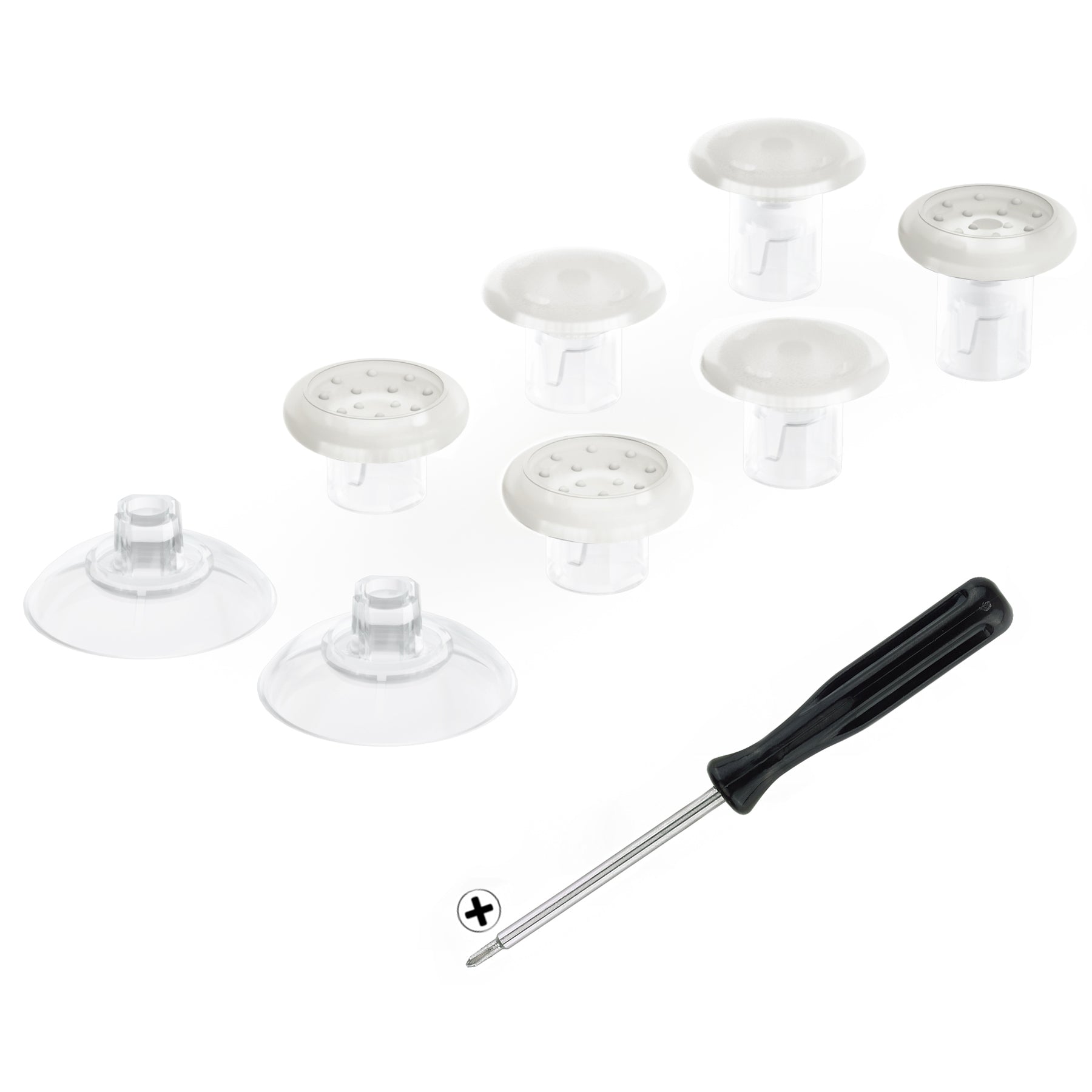 eXtremeRate Transparent Interchangeable Ergonomic Thumbsticks for Nintendo Switch Pro Controller - 3 Height Domed & Concave Grips, Adjustable Joystick Replacement (KRM523) | Perfect for Gaming, DIY Customization & Enhanced Control