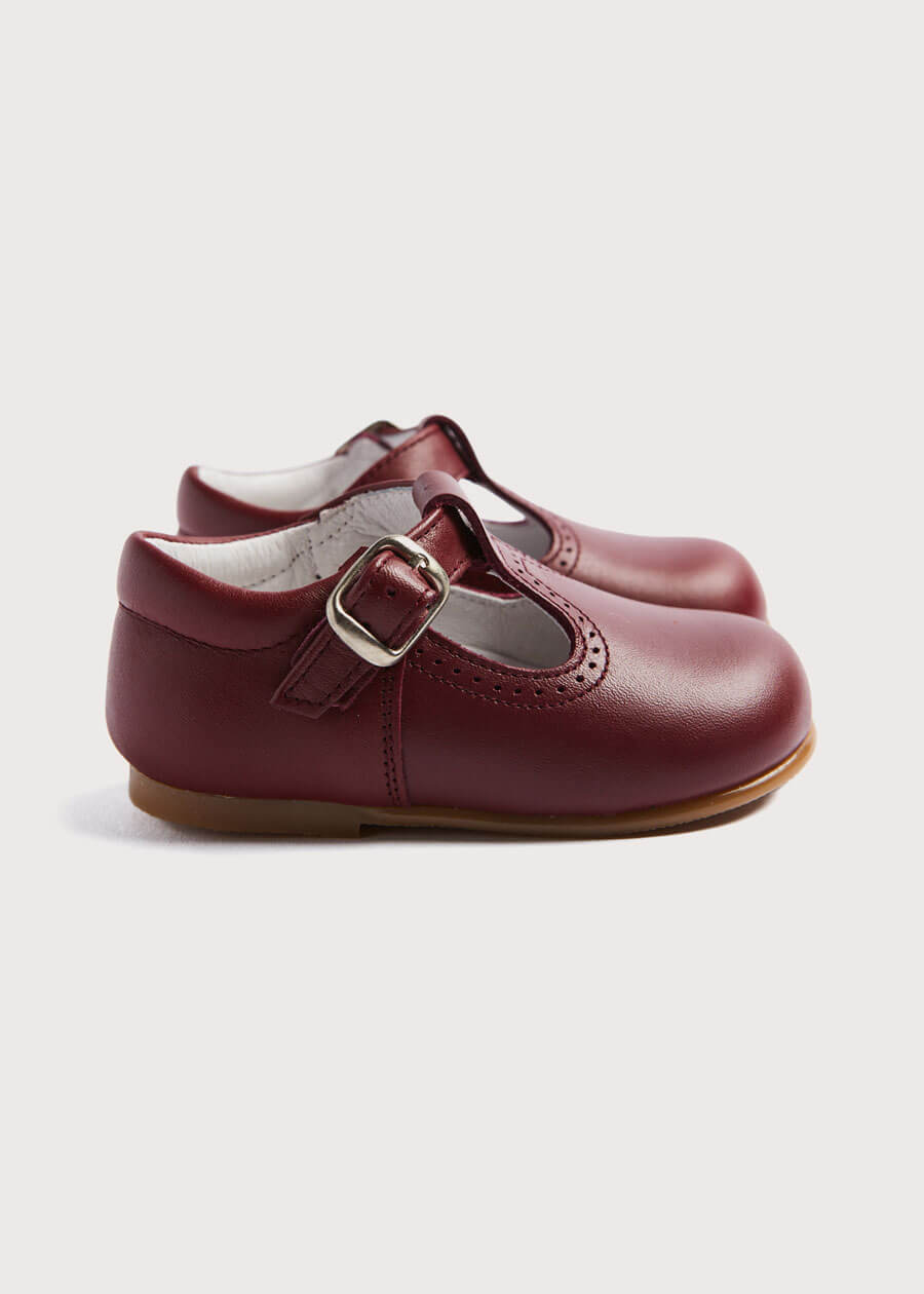 Burgundy T Bar Baby Shoes for Boys & Girls (Sizes 20-26 EU) - Perfect for First Walkers, Special Occasions & Everyday Wear