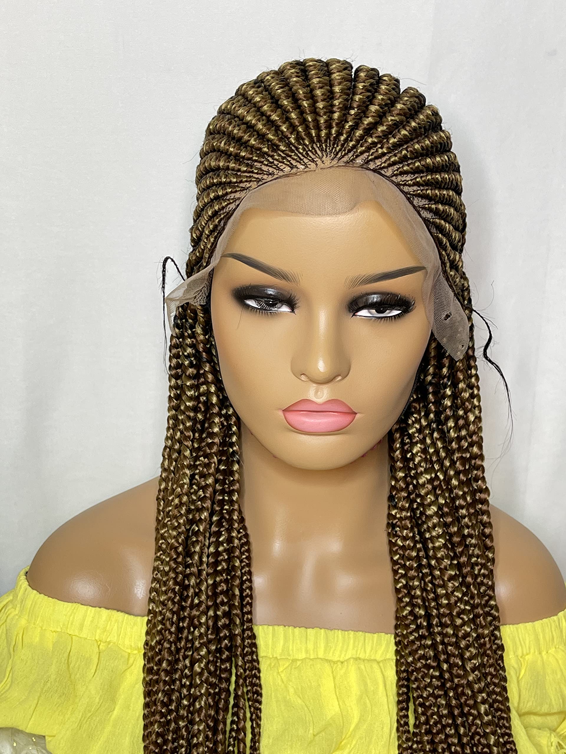 Cornrow Braided Wig with Baby Hair - Natural Looking Synthetic Lace Front Wig for Black Women | Perfect for Protective Styling, Cosplay & Everyday Wear
