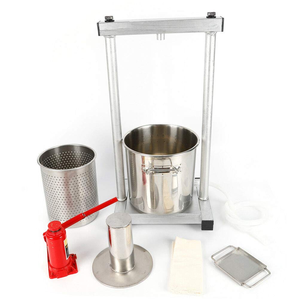 12L Stainless Steel Hydraulic Fruit Press for Wine & Cider Making - Manual Grape Crusher with Jack Aid - Home Brewing Equipment for Apples, Berries & Grapes (USA Stock) - Perfect for DIY Winemaking & Small Batch Cider Production