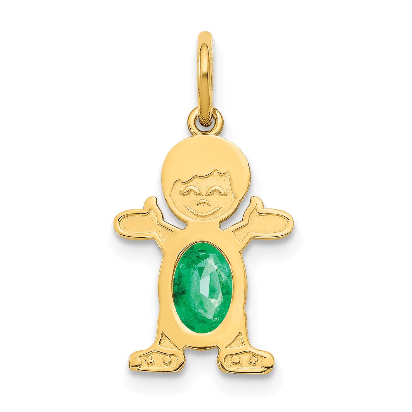 14K Gold Oval Genuine Emerald Charm for Boys - 6x4mm May Birthstone Jewelry - Perfect for Birthdays, Gifts & Bracelet Charms