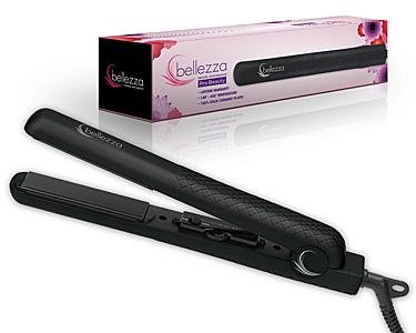 Bellezza Professional Ceramic Flat Iron - 1.25 Inch Hair Straightener with Black Rubber Grip, 30oz for Smooth & Shiny Hair - Perfect for Home Use, Salon Styling & Travel