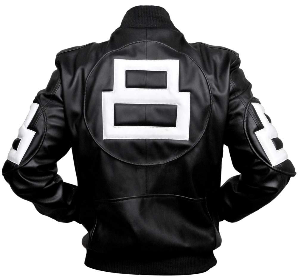 Seinfeld Michael Hoban 8 Ball Pool Black Leather Bomber Jacket for Men | Vintage TV Show Inspired Biker Jacket | Perfect for Cosplay, Halloween Costumes & Casual Wear