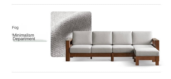 Solid Oak Wood Walnut Fabric Sofa - Modern Living Room Furniture for Home & Office Comfort