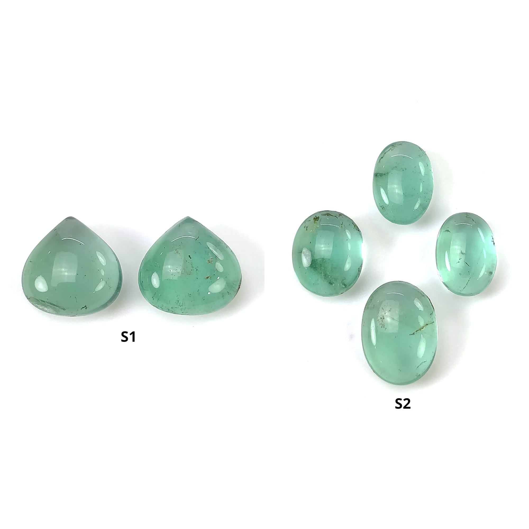 Natural Green Fluorite Gemstone Cabochon - Untreated, Unheated Heart & Oval Shapes (10x7.5mm, 12.5x9mm) - Perfect for Jewelry Making, Wire Wrapping, and Crystal Healing Collections