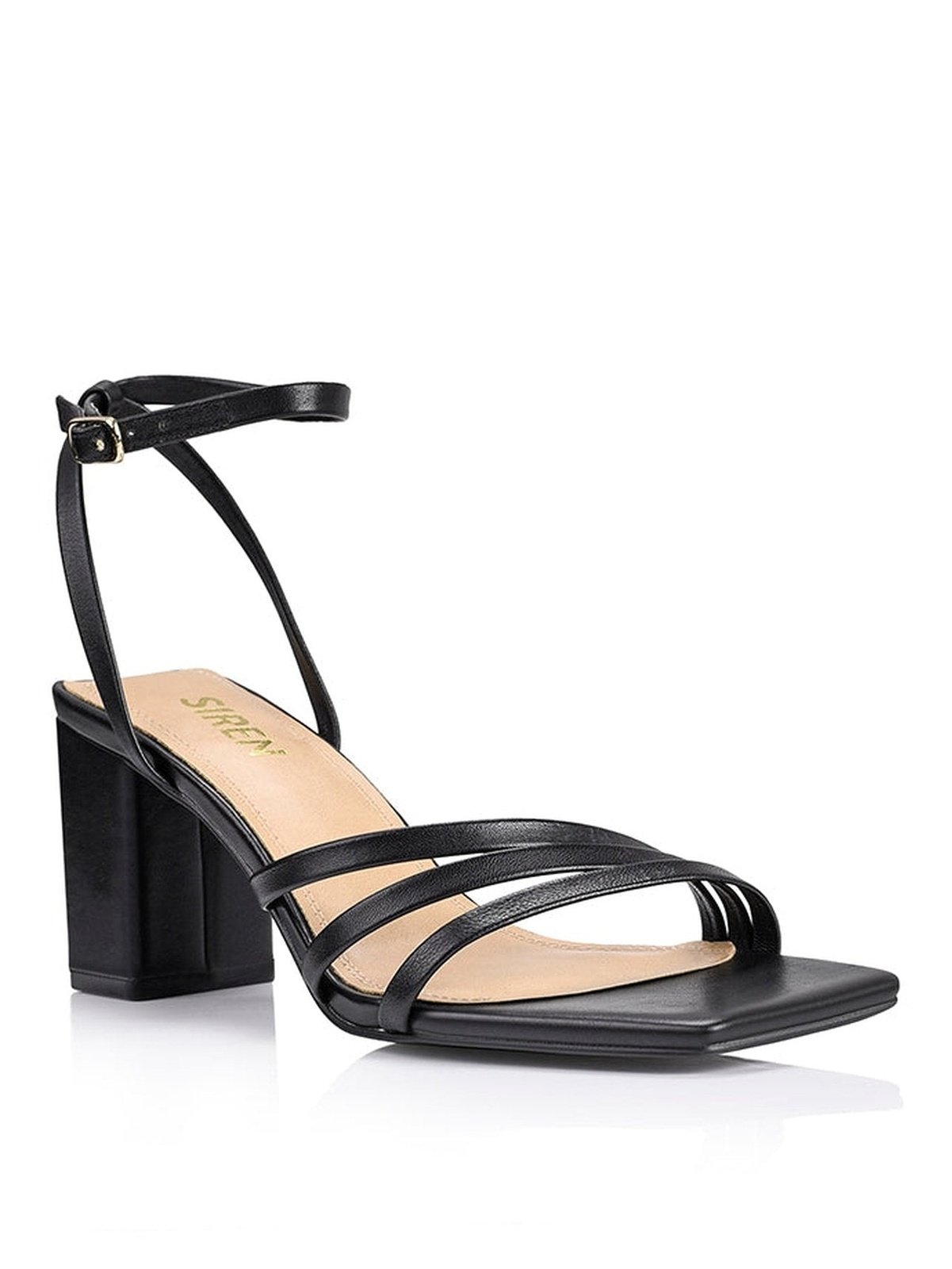Tessie Women's Black Leather Block Heel Sandals - Comfortable Dressy Summer Shoes for Weddings, Parties & Office Wear