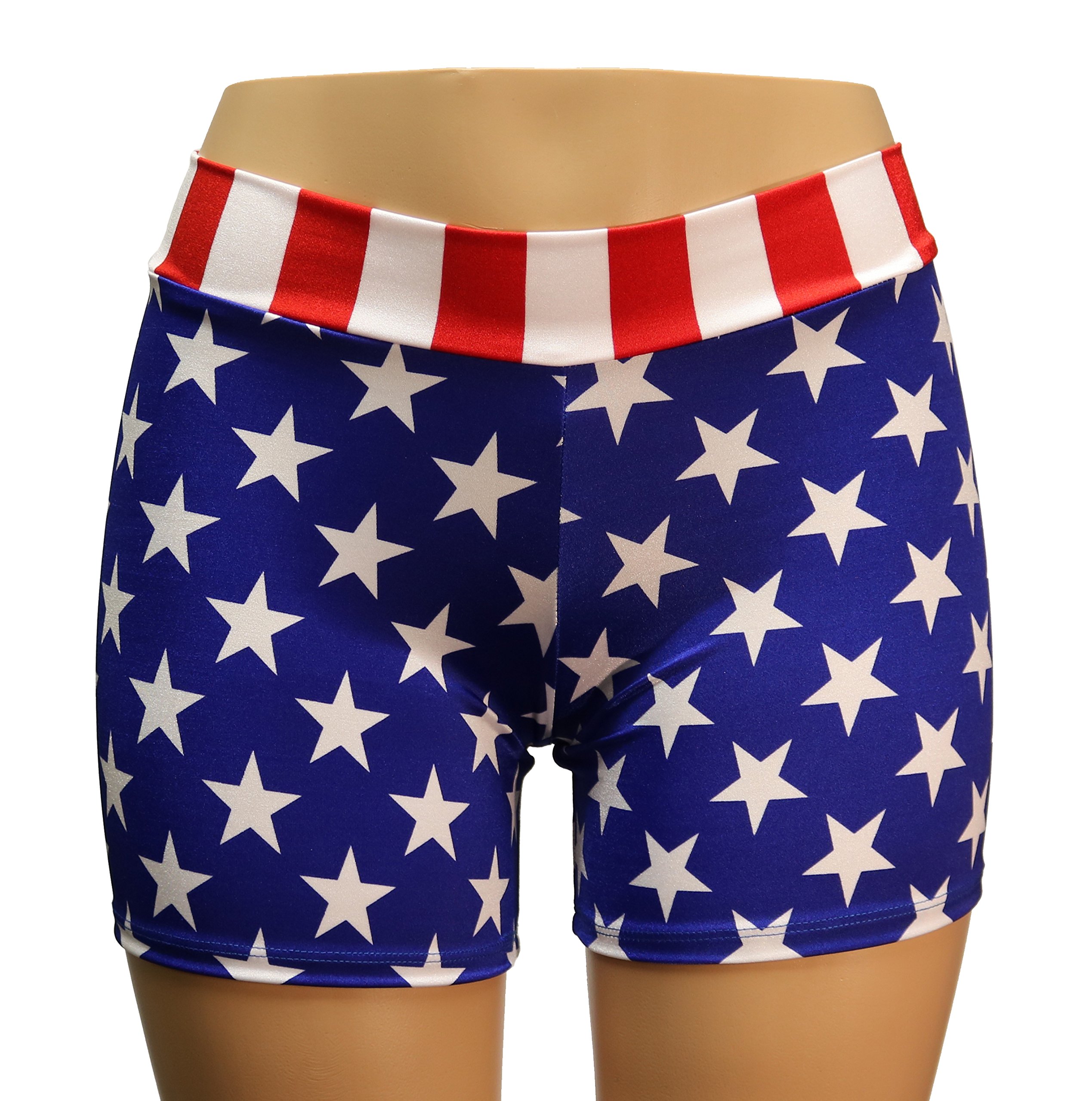 Patriotic American Flag Biker Shorts for Women - USA Stars & Stripes Design - Available in Adult & Plus Sizes - Perfect for 4th of July, Motorcycle Rides & Gym Workouts