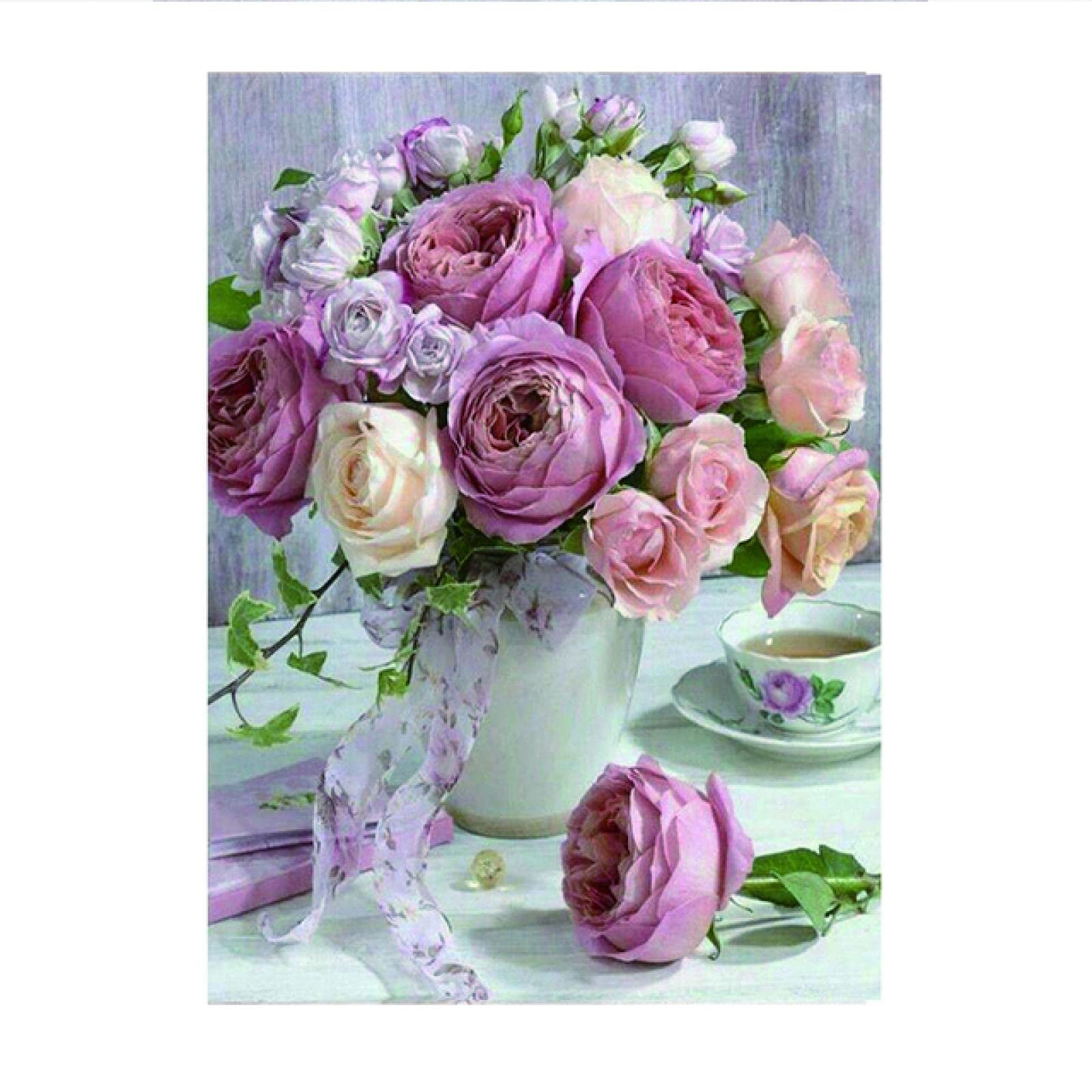 5D DIY Diamond Painting Kits for Adults - Beautiful Flower Canvas Cross Stitch Art, Full Drill Diamond Art Craft (60x90cm Round Drill) for Home Decor, Wall Art, Relaxation Therapy & Perfect Gift for Christmas, Birthday, Children's Day