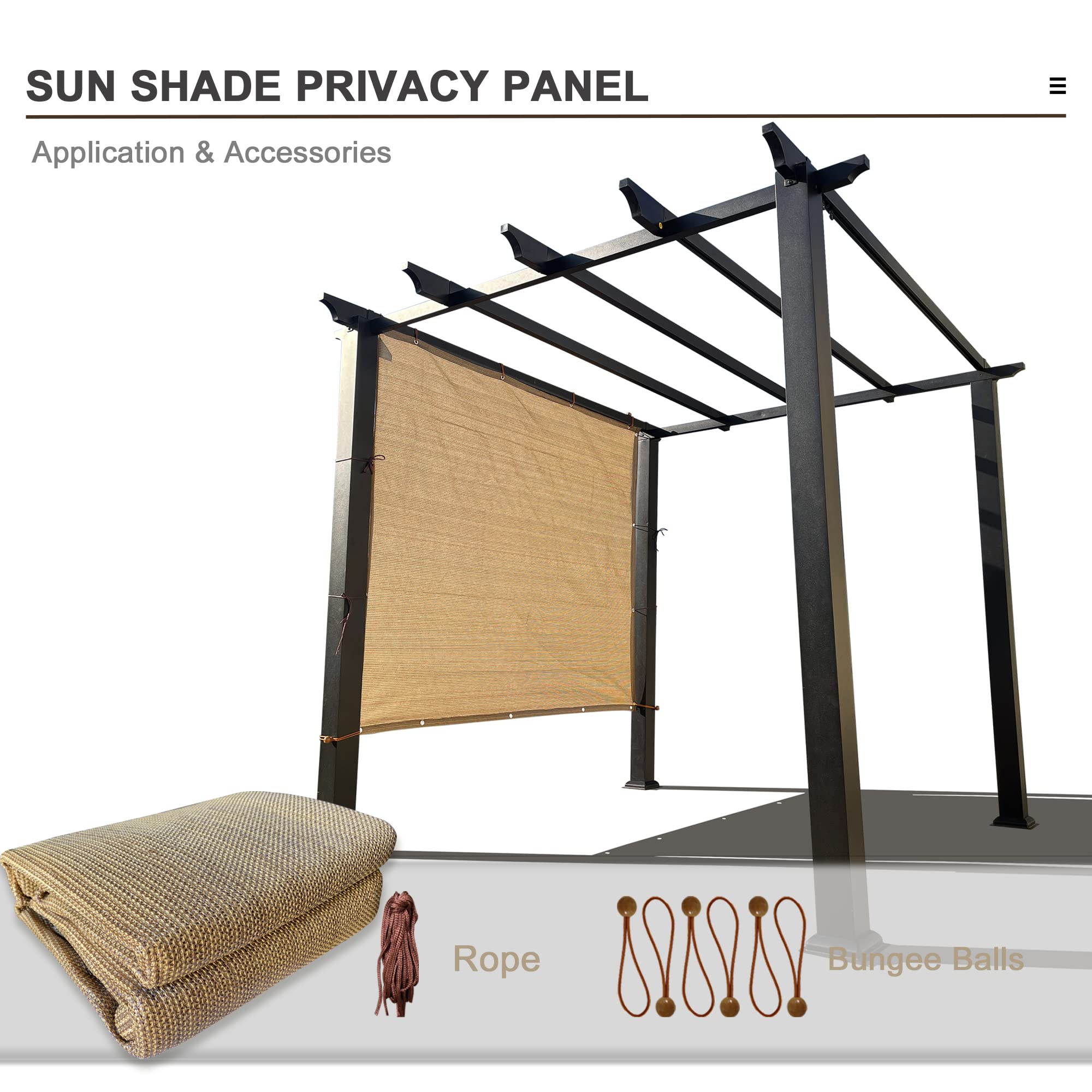 Alion Home 10' x 6' Walnut Sun Shade Privacy Screen with Grommets - UV Protection Outdoor Patio Cover, Pergola Shade, Window Awning for Backyard, Deck & Garden Privacy