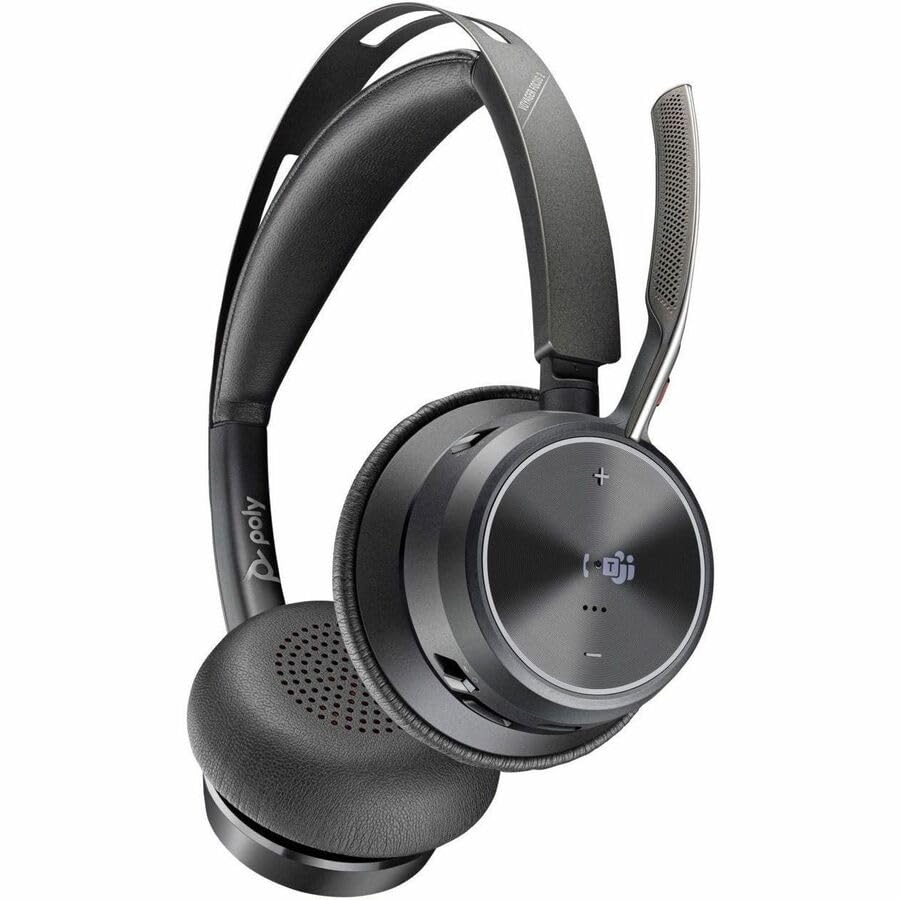 Poly Voyager Focus 2 Microsoft Teams Certified Wireless Headset with USB-C/A Adapter - Bluetooth Stereo Headphones for Office, Remote Work & Video Calls - Google Assistant & Siri Compatible - TAA Compliant