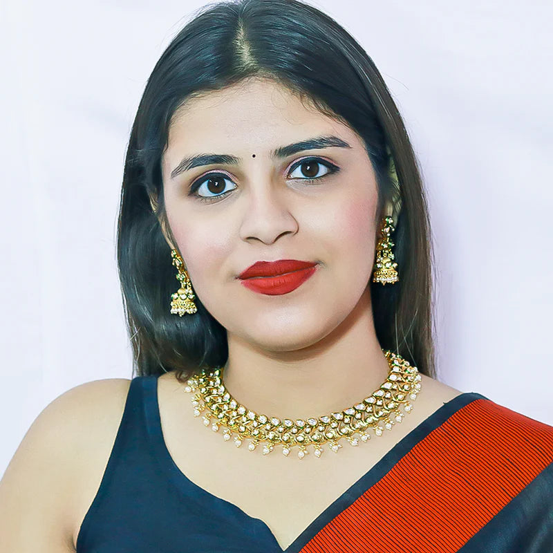 Elegant Gold Plated Royal Kundan Necklace & Earrings Set (D602) - Perfect for Weddings, Parties & Special Occasions