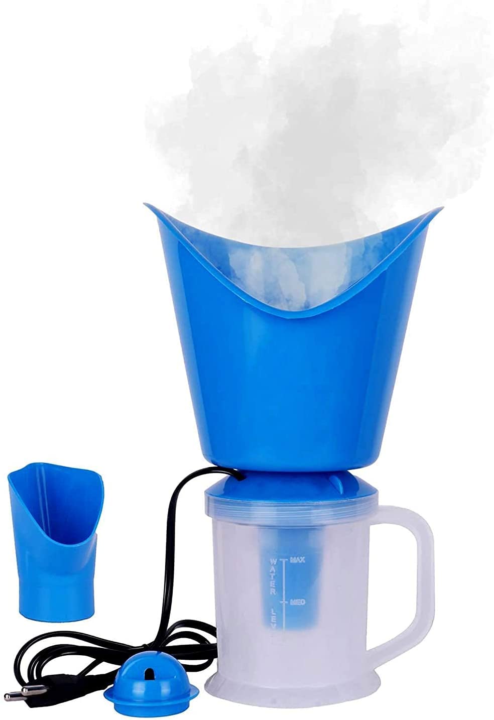 KIDINGTON 3-in-1 Facial Steamer & Sauna Machine - Professional Steam Vaporizer for Face, Nose & Cough Relief - Nozzle Inhaler for Adults & Kids (Blue) - Perfect for Home Spa, Cold Relief & Skincare Routine