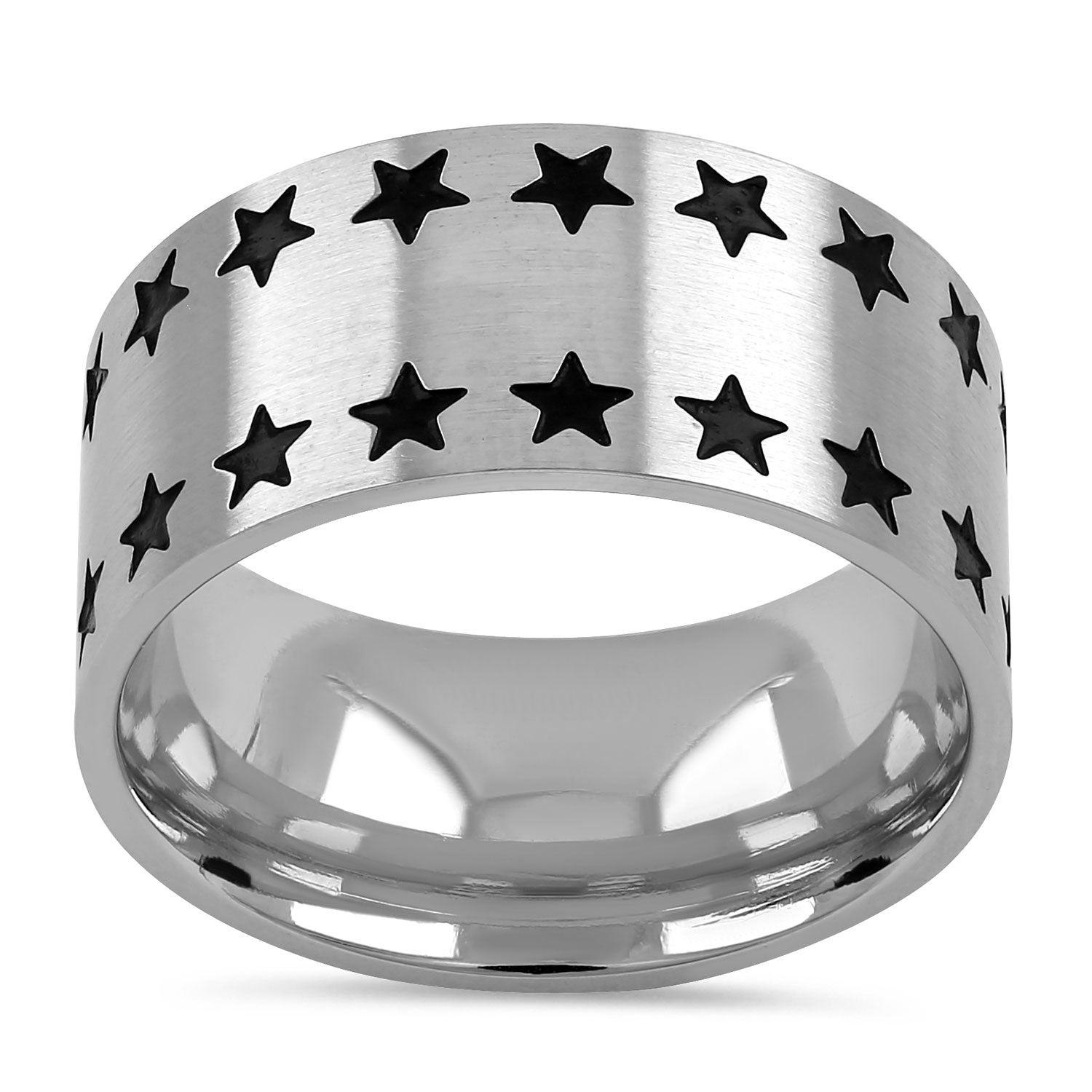 Stainless Steel All Stars Band Ring for Men & Women - Trendy Unisex Fashion Jewelry Gift for Anniversary, Birthday, and Everyday Wear