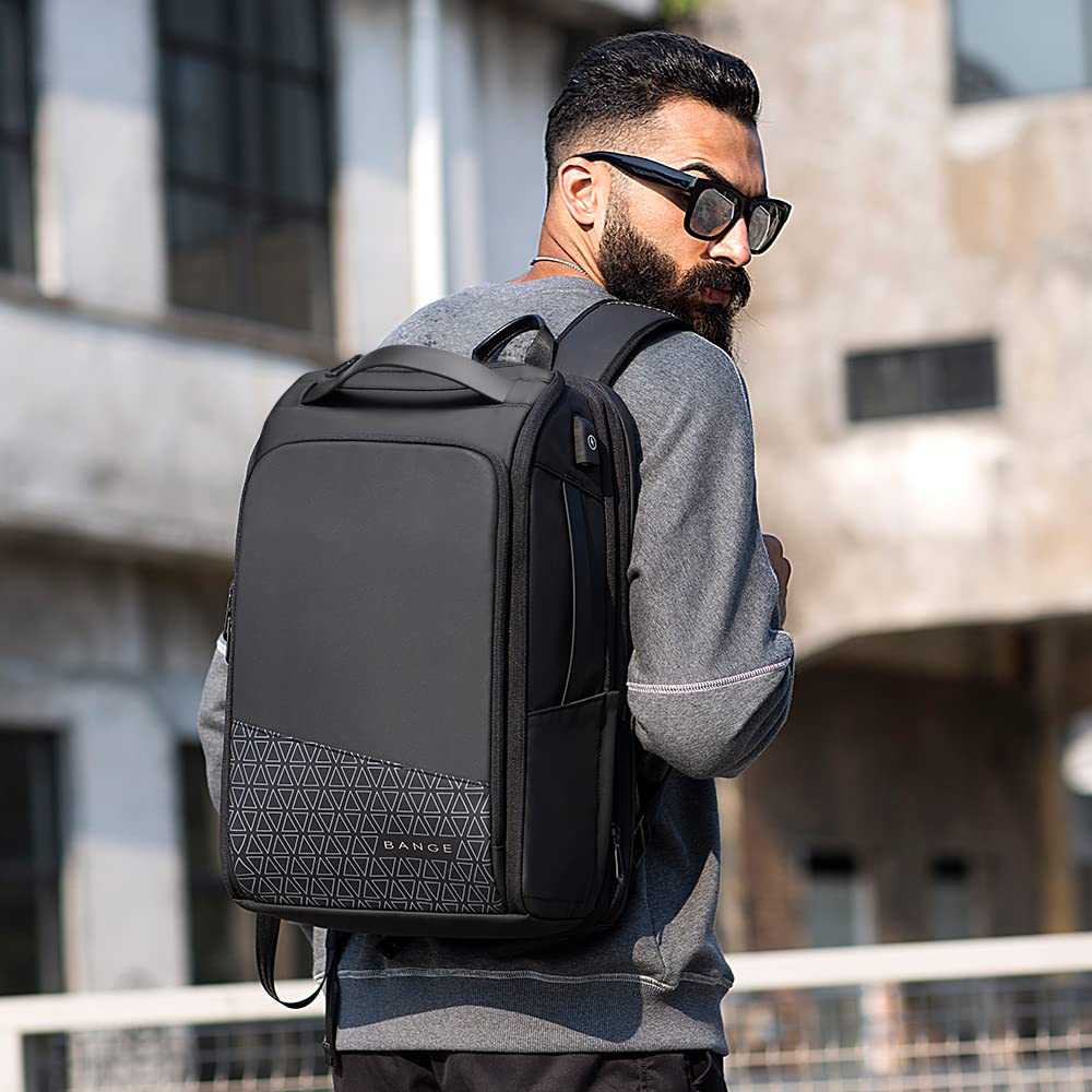 BANGE 45L Expandable Travel Backpack for Men & Women - Flight Approved Carry On Backpack with Laptop Compartment Fits 17.3 Inch Laptop - Perfect for Business Trips, Weekend Getaways & Air Travel