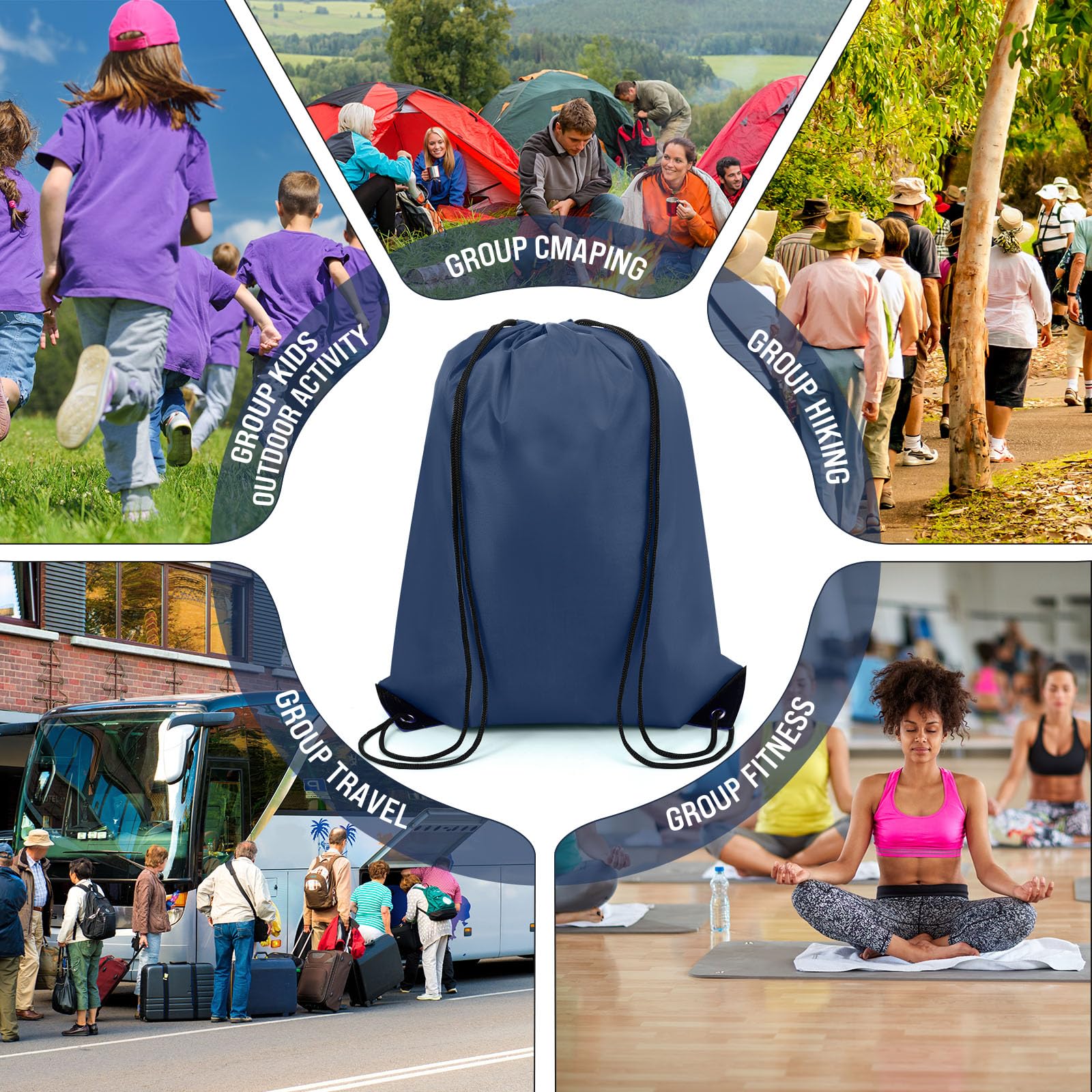 Silkfly 100 Pack Drawstring Backpacks Bulk - Durable Cinch Bags for Gym, School, Travel & Storage - Perfect for Sports, Events, DIY Gifts & Party Favors