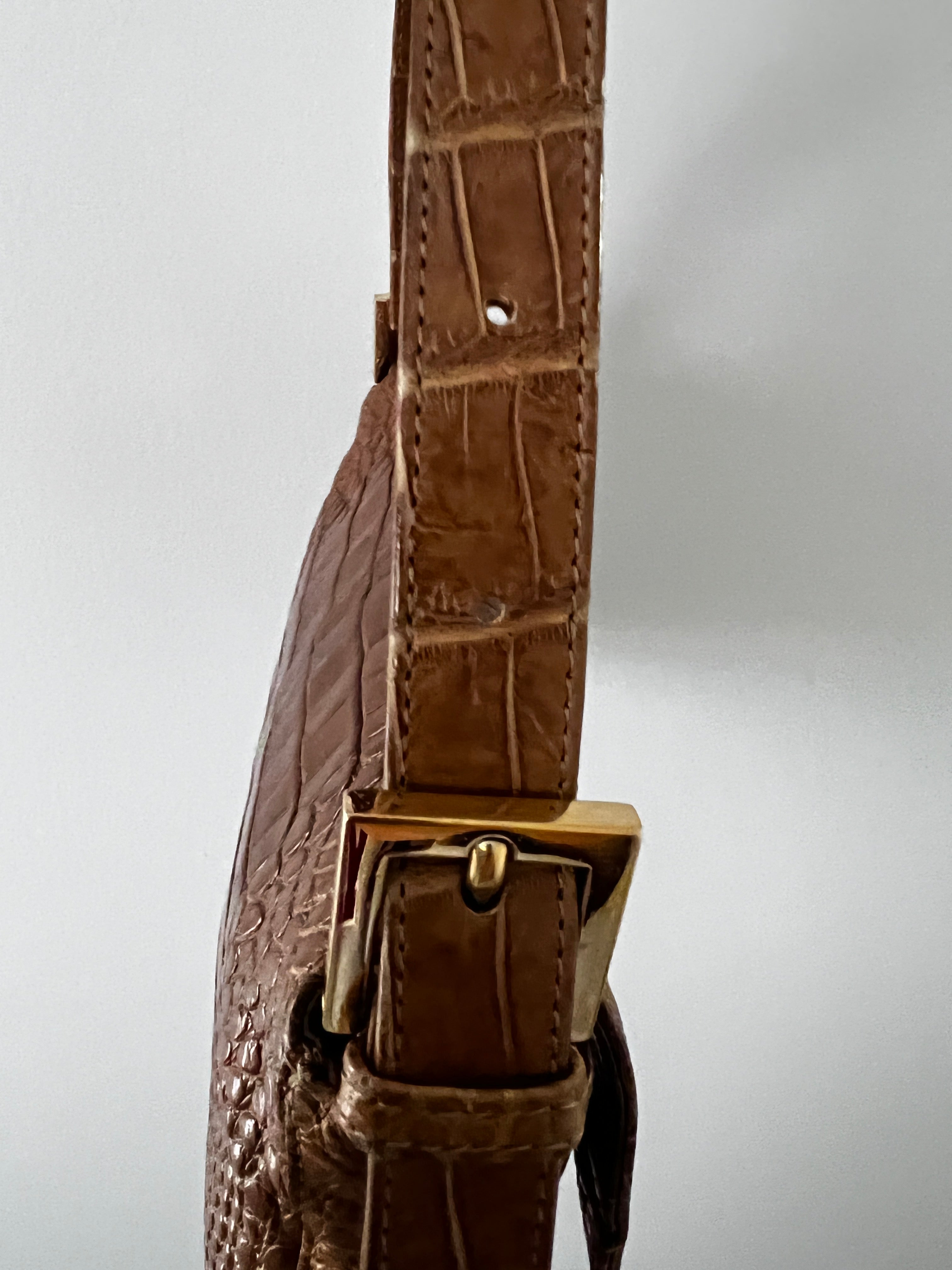 Vintage Fendi Crocodile Leather Enamel Baguette Handbag - Luxury Designer Purse for Women, Perfect for Evening Parties & Special Occasions